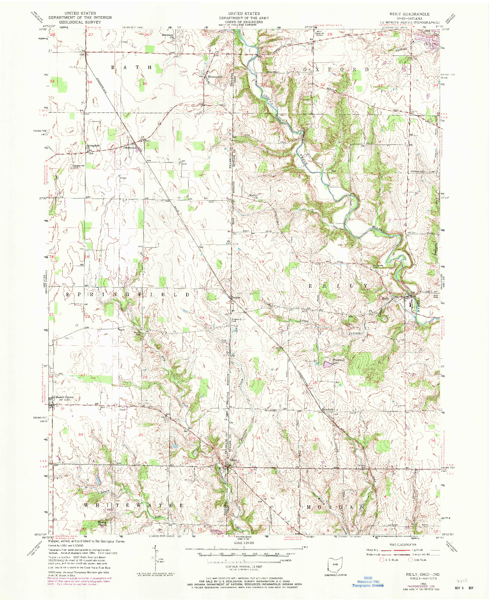 USGS 1:24000-SCALE QUADRANGLE FOR REILY, OH 1955