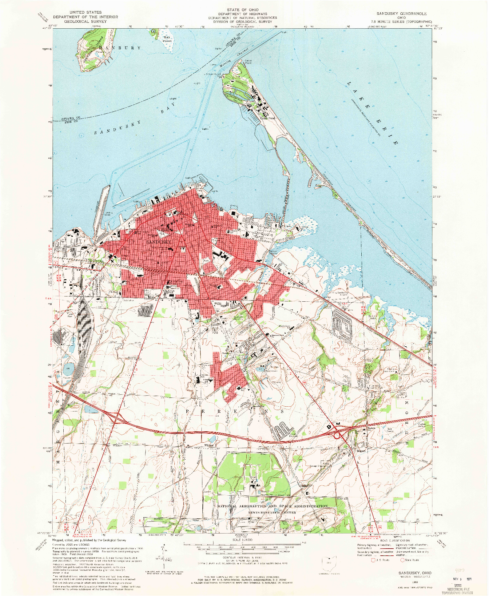 USGS 1:24000-SCALE QUADRANGLE FOR SANDUSKY, OH 1969