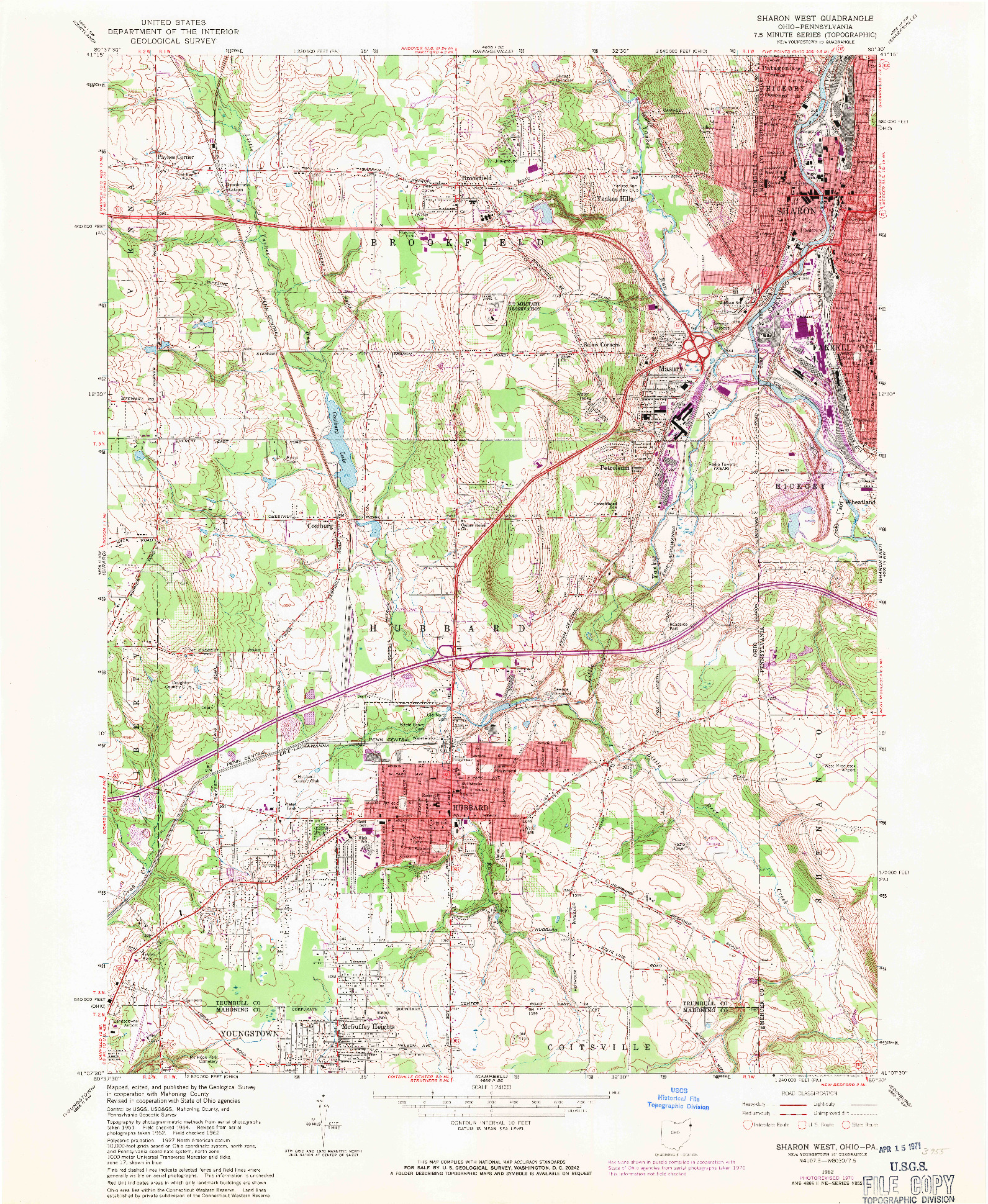 USGS 1:24000-SCALE QUADRANGLE FOR SHARON WEST, OH 1962