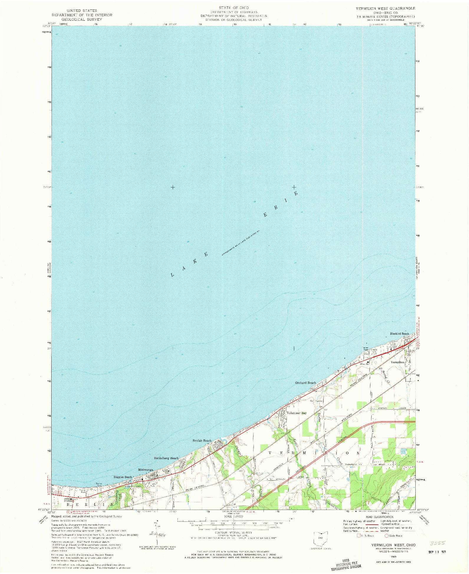 USGS 1:24000-SCALE QUADRANGLE FOR VERMILION WEST, OH 1969