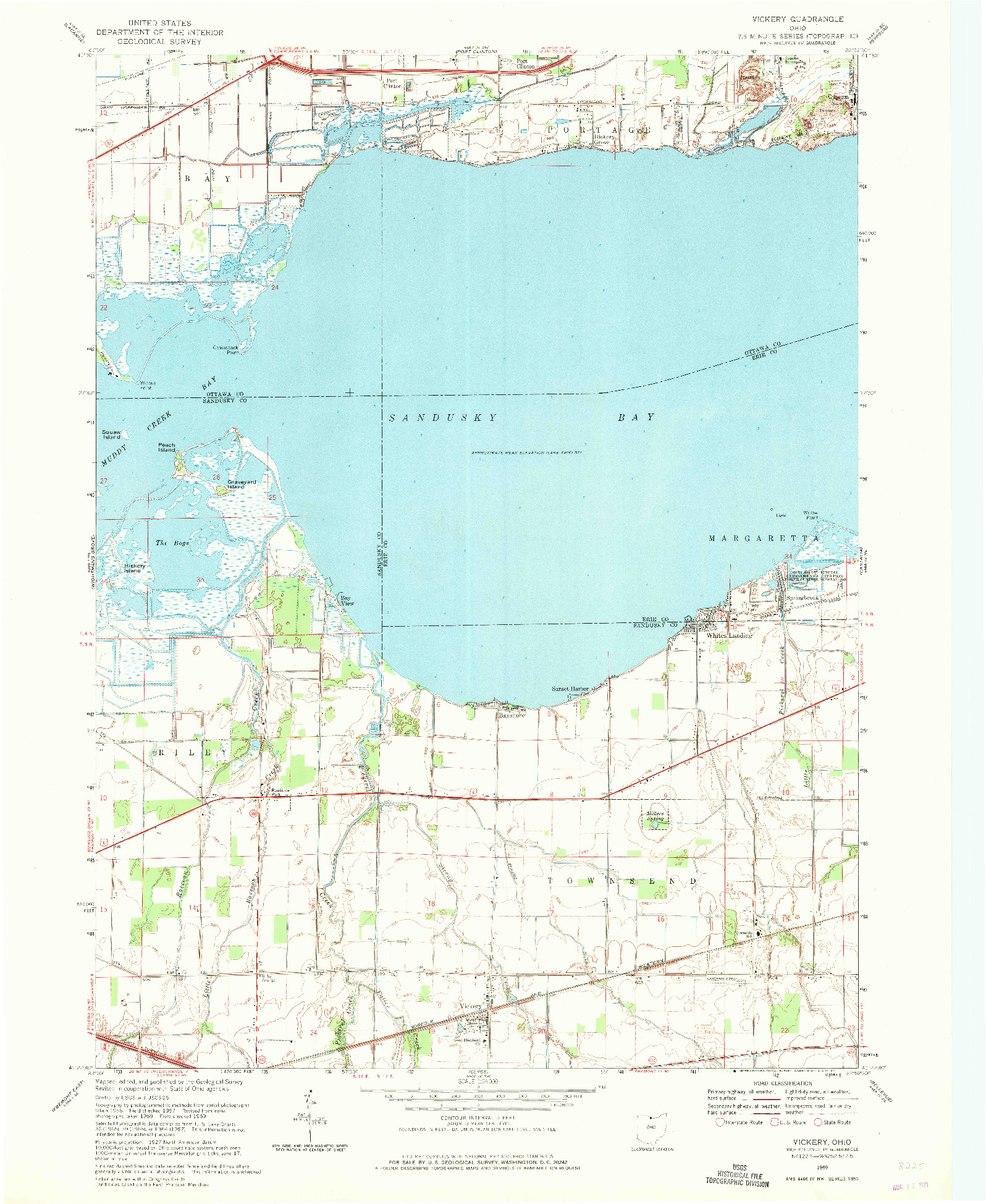 USGS 1:24000-SCALE QUADRANGLE FOR VICKERY, OH 1969