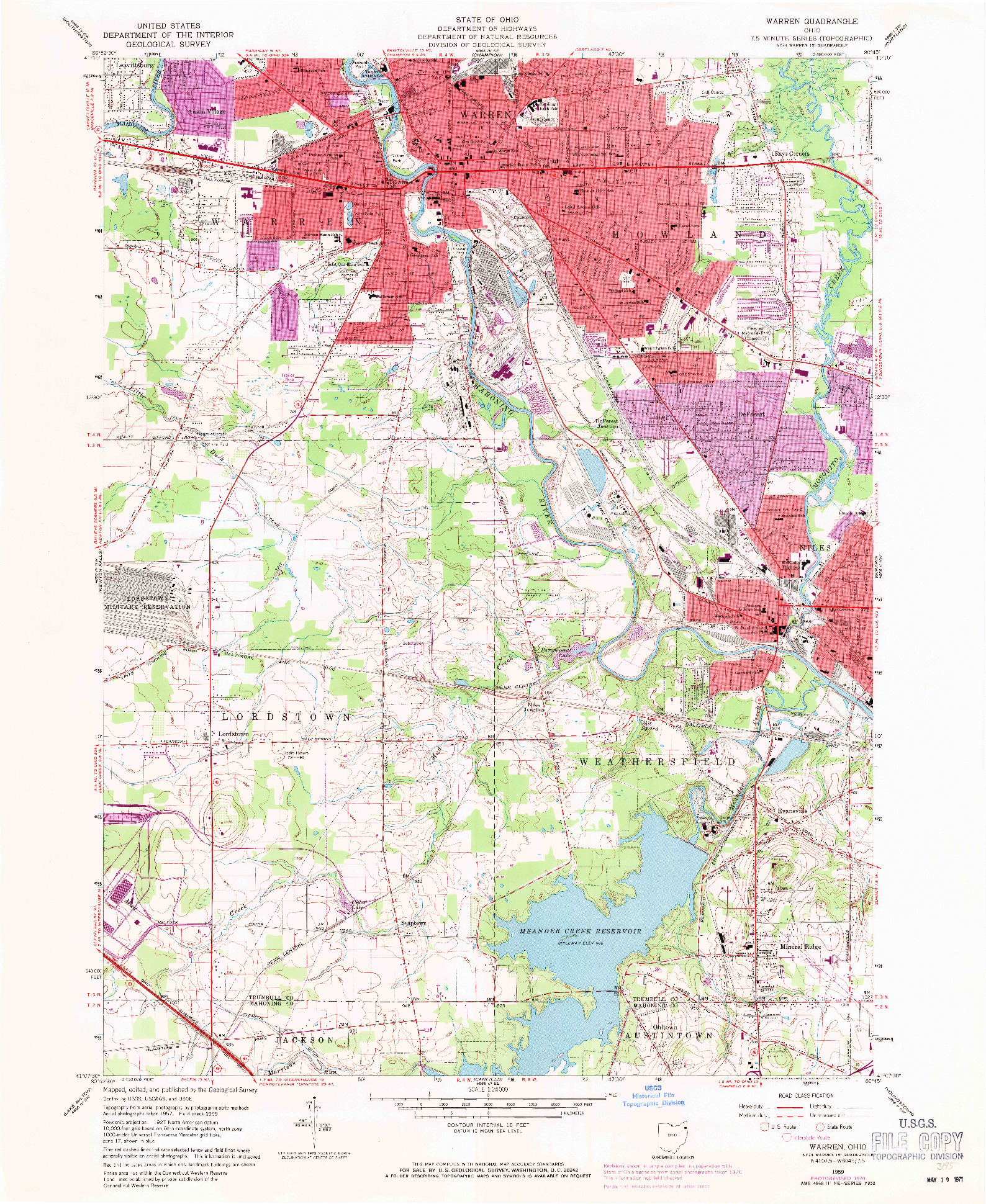 USGS 1:24000-SCALE QUADRANGLE FOR WARREN, OH 1959