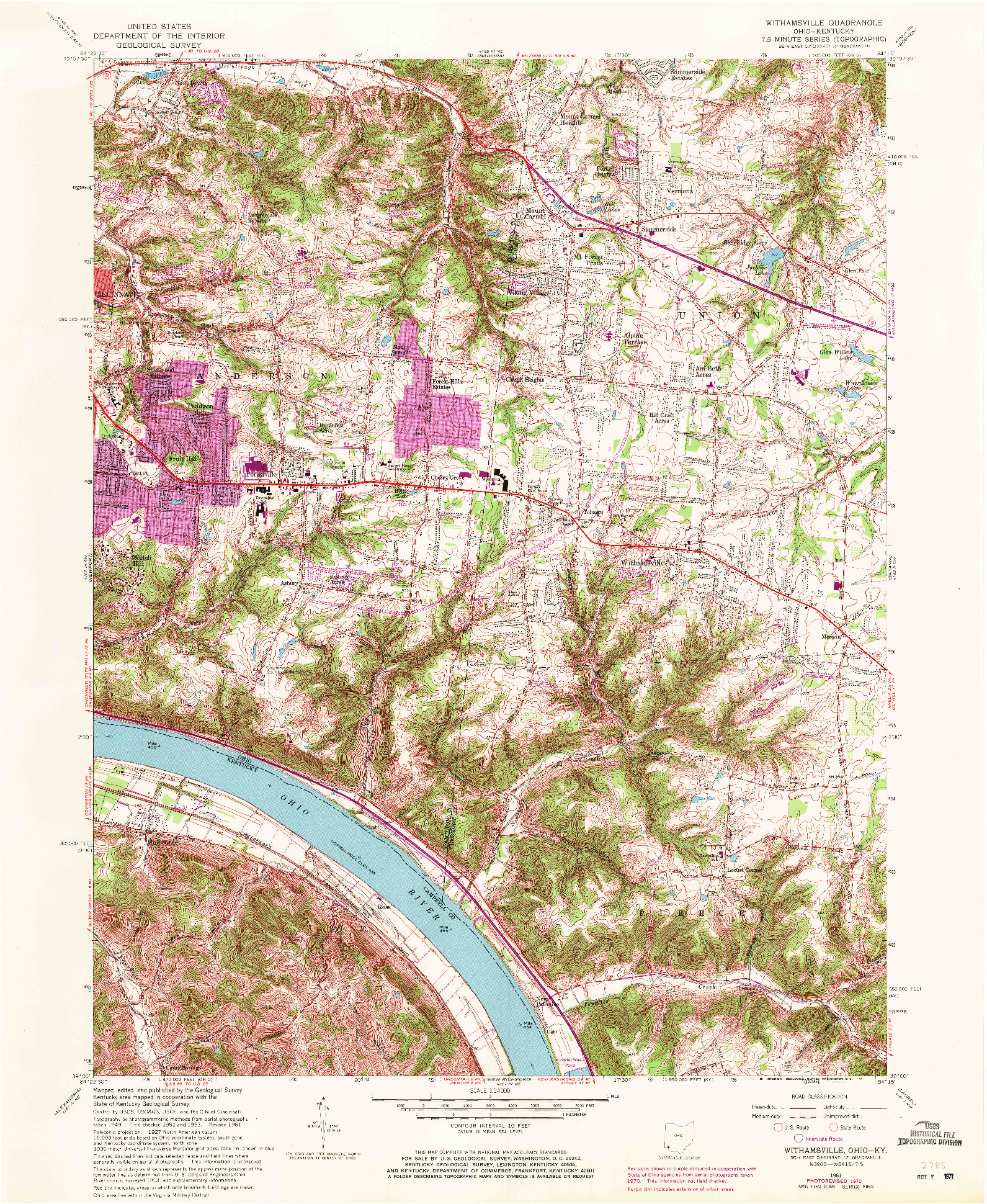 USGS 1:24000-SCALE QUADRANGLE FOR WITHAMSVILLE, OH 1961