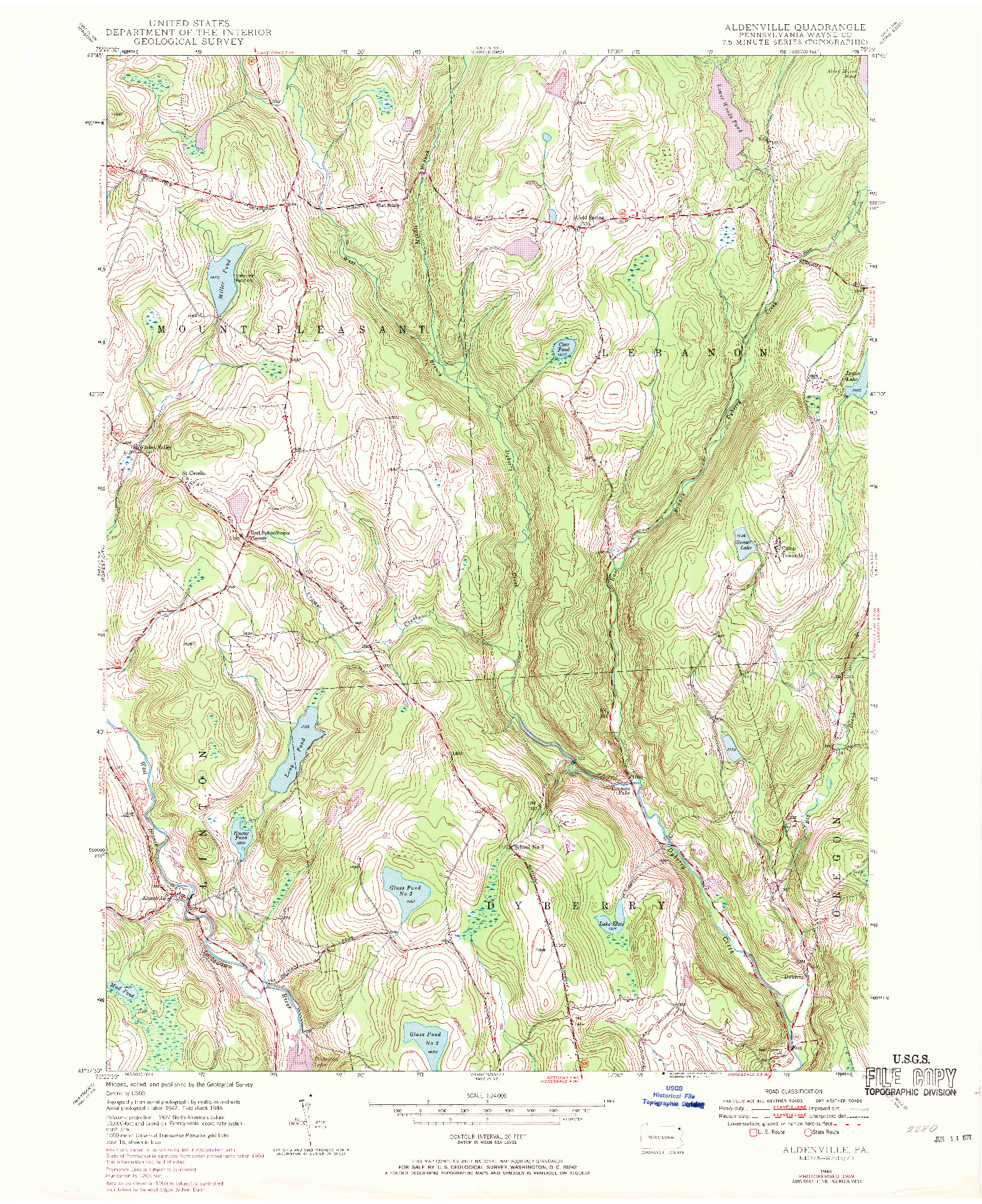 USGS 1:24000-SCALE QUADRANGLE FOR ALDENVILLE, PA 1946