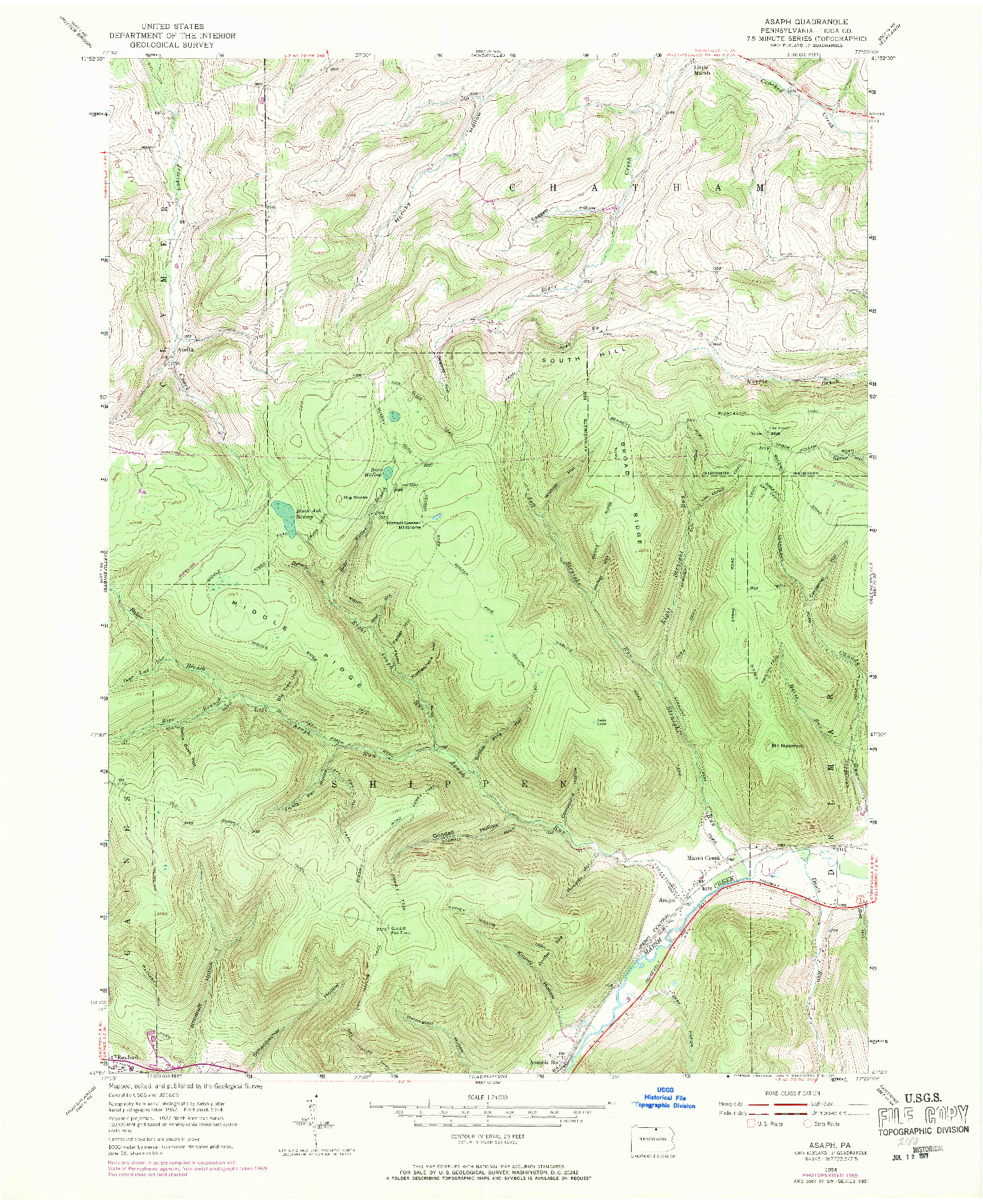 USGS 1:24000-SCALE QUADRANGLE FOR ASAPH, PA 1954