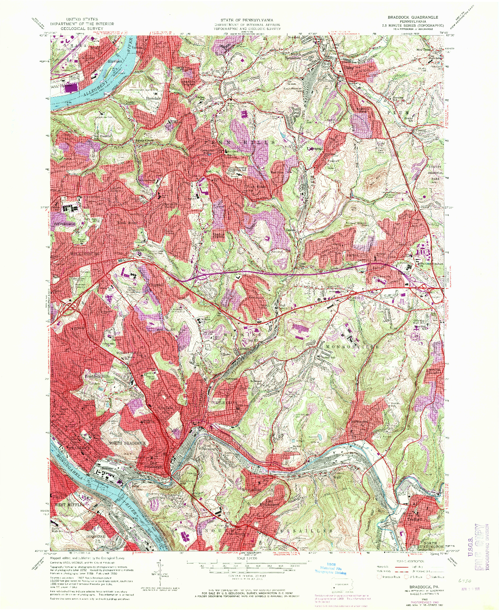 USGS 1:24000-SCALE QUADRANGLE FOR BRADDOCK, PA 1960