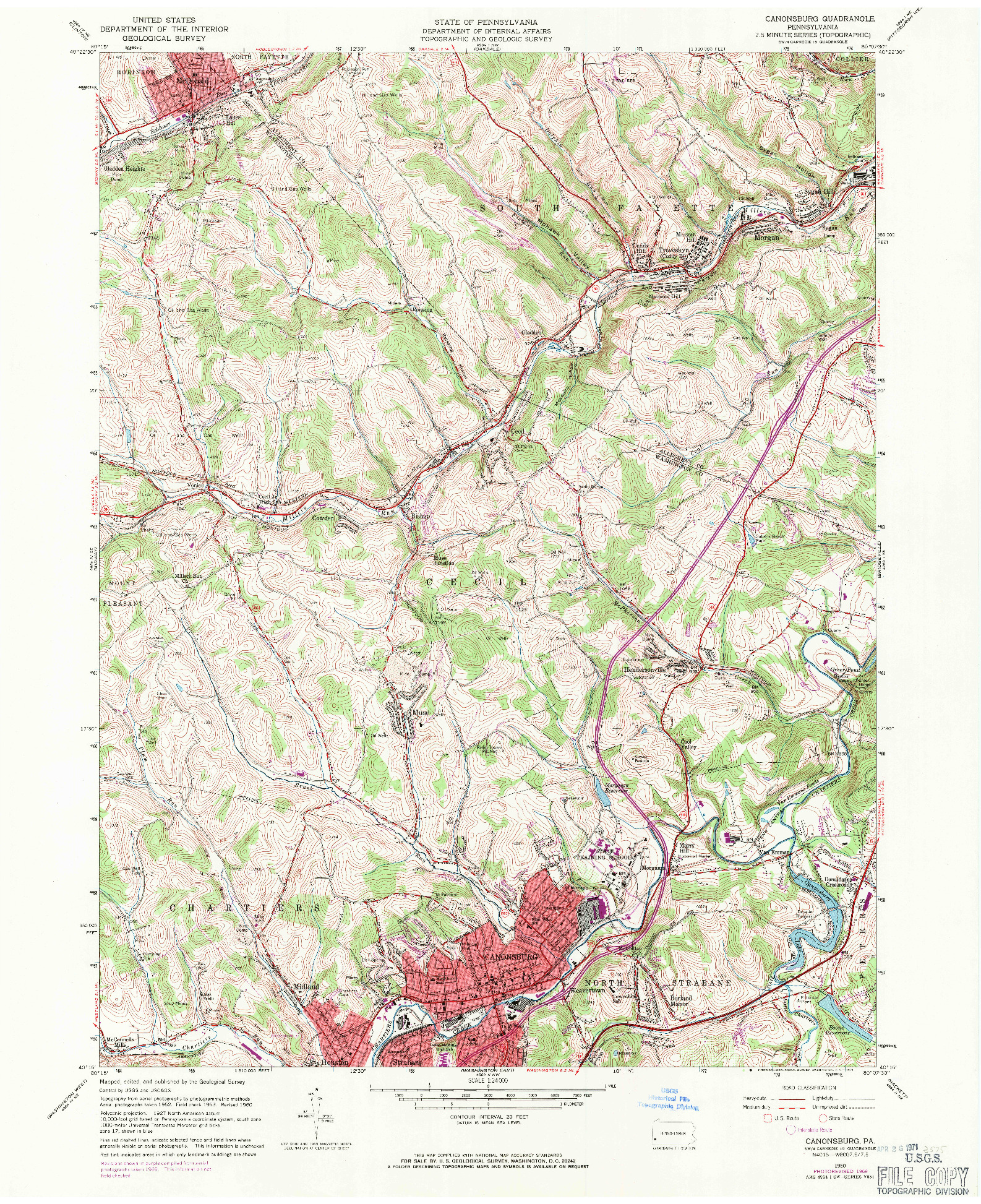 USGS 1:24000-SCALE QUADRANGLE FOR CANONSBURG, PA 1960