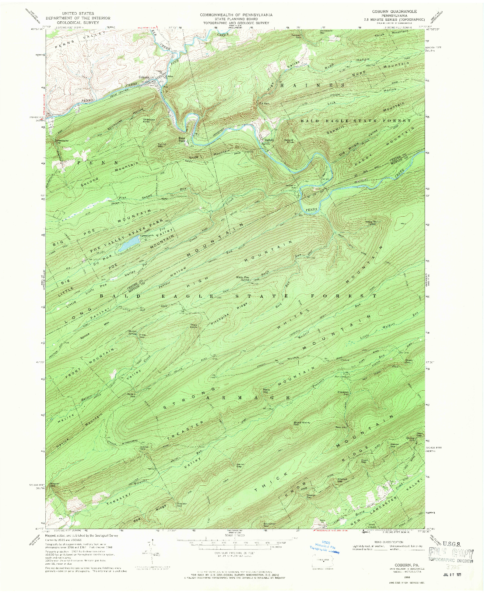 USGS 1:24000-SCALE QUADRANGLE FOR COBURN, PA 1968