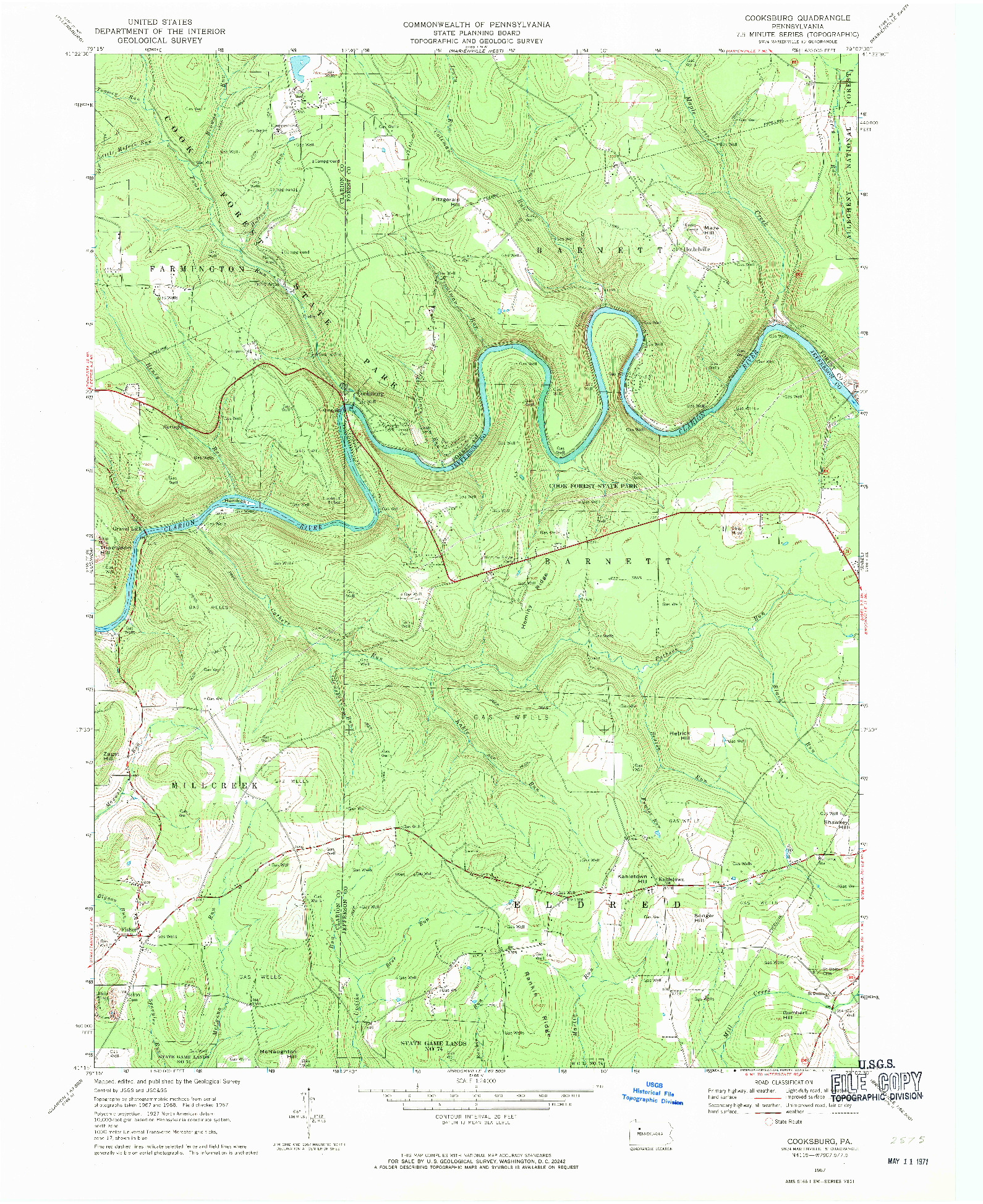 USGS 1:24000-SCALE QUADRANGLE FOR COOKSBURG, PA 1967