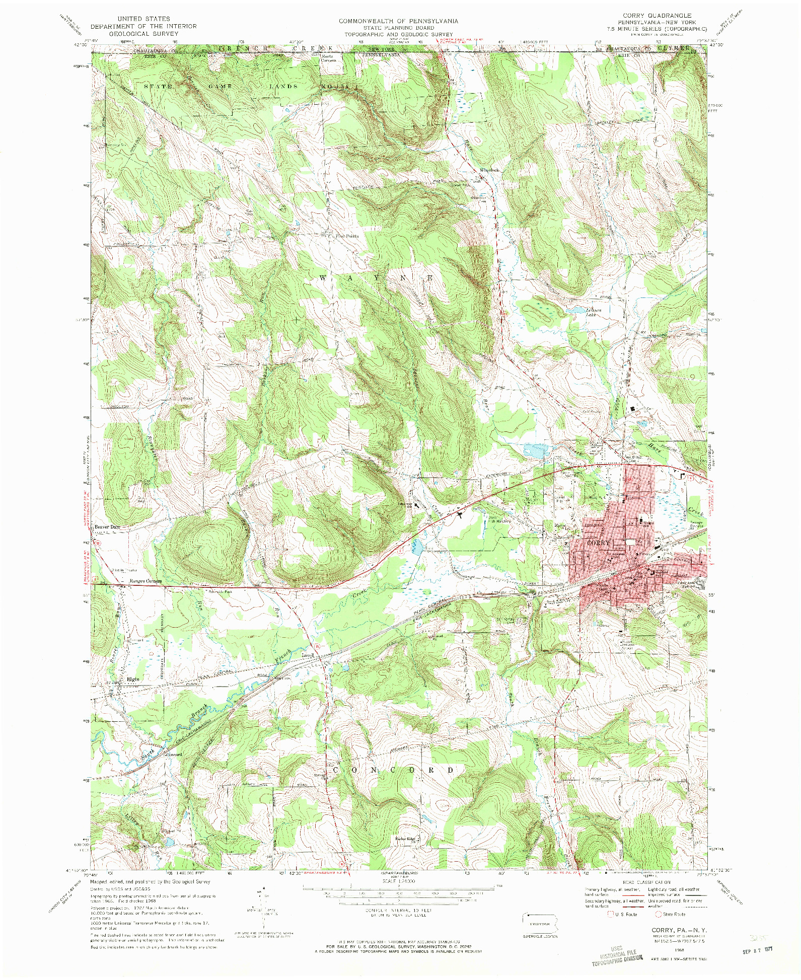 USGS 1:24000-SCALE QUADRANGLE FOR CORRY, PA 1968