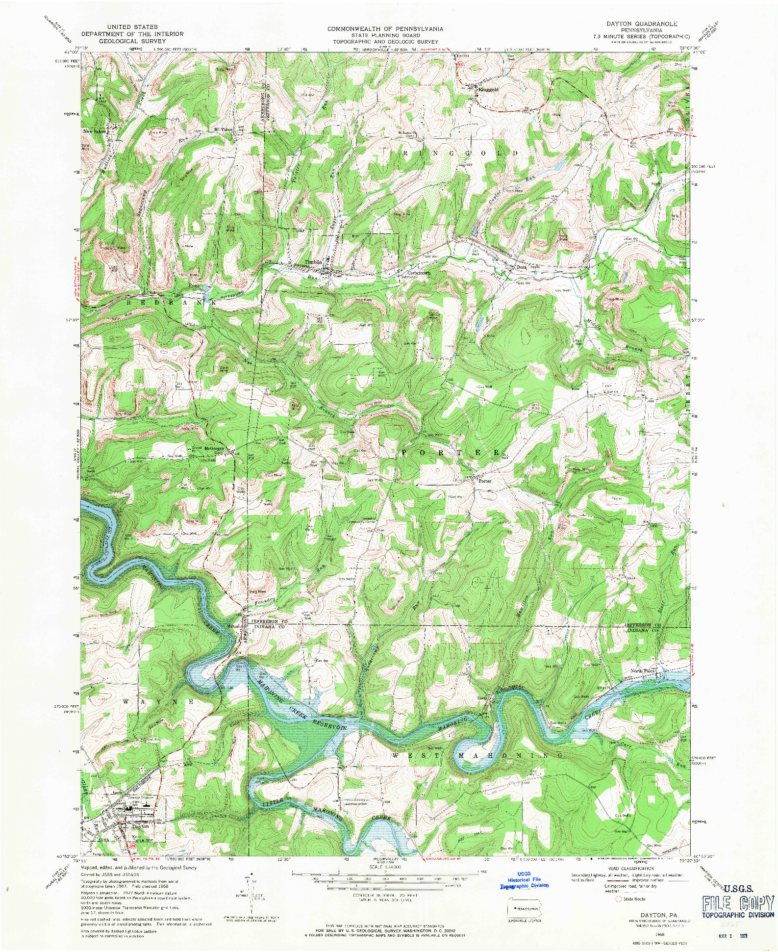 USGS 1:24000-SCALE QUADRANGLE FOR DAYTON, PA 1968