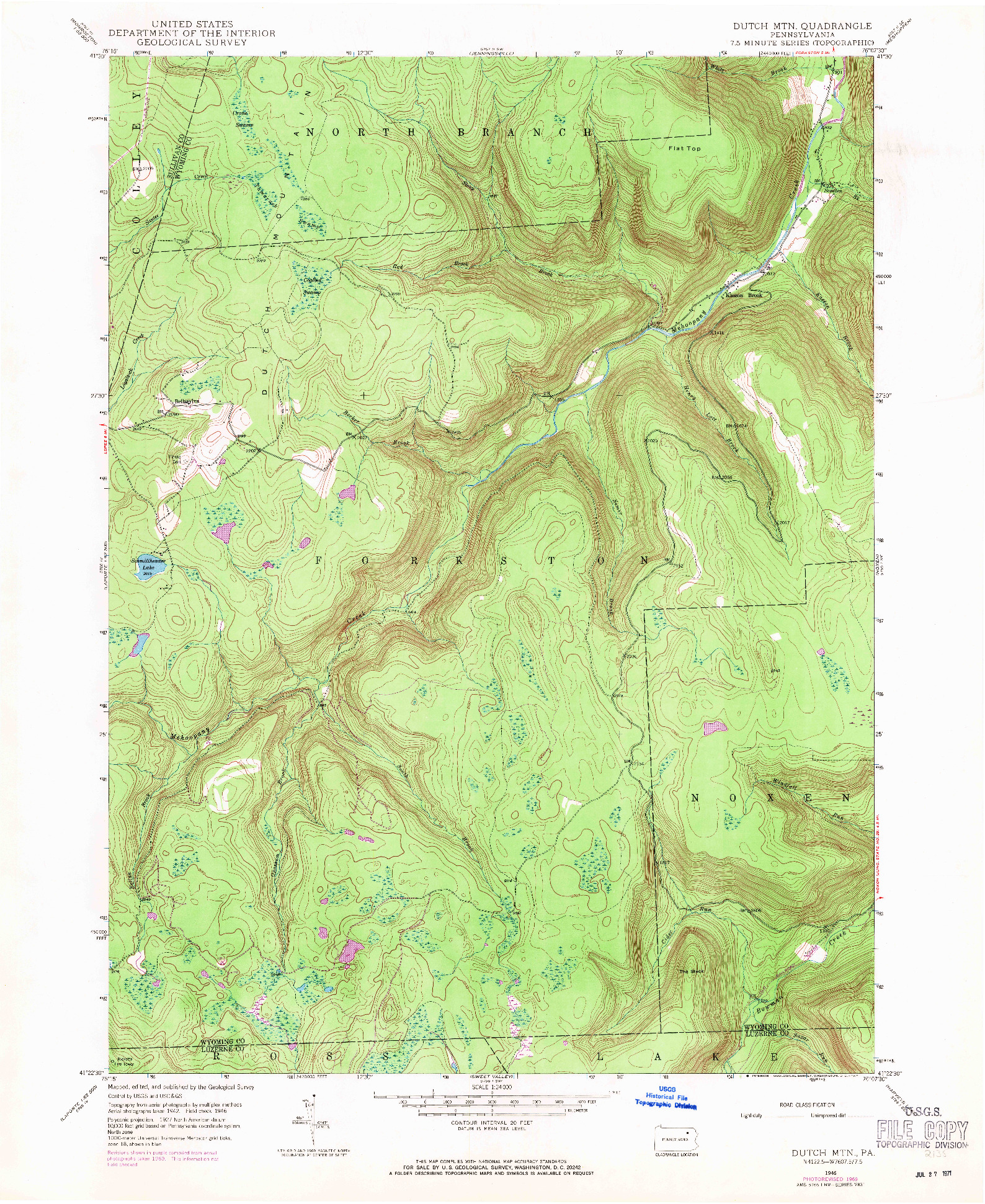 USGS 1:24000-SCALE QUADRANGLE FOR DUTCH MTN, PA 1946