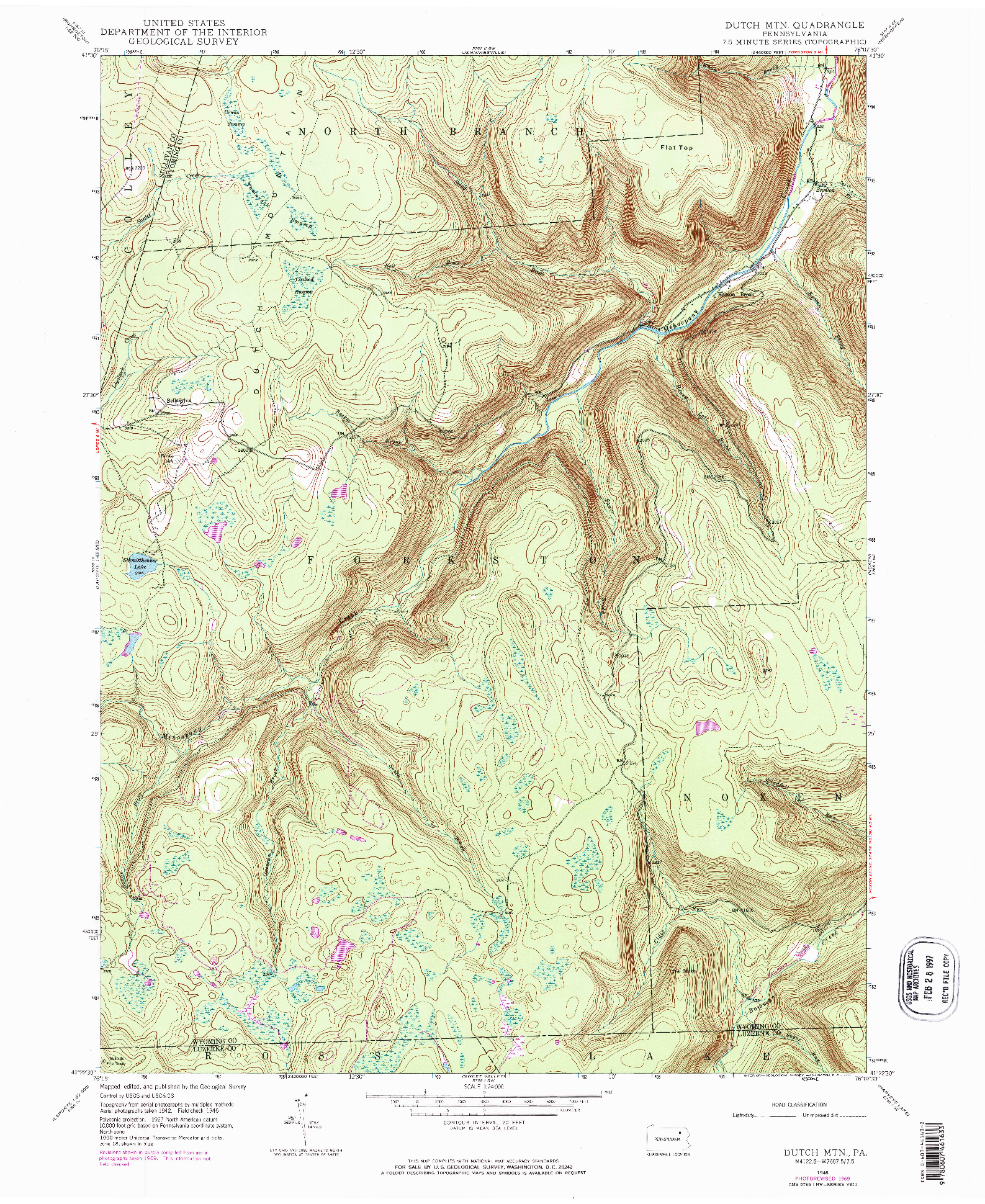 USGS 1:24000-SCALE QUADRANGLE FOR DUTCH MTN, PA 1946