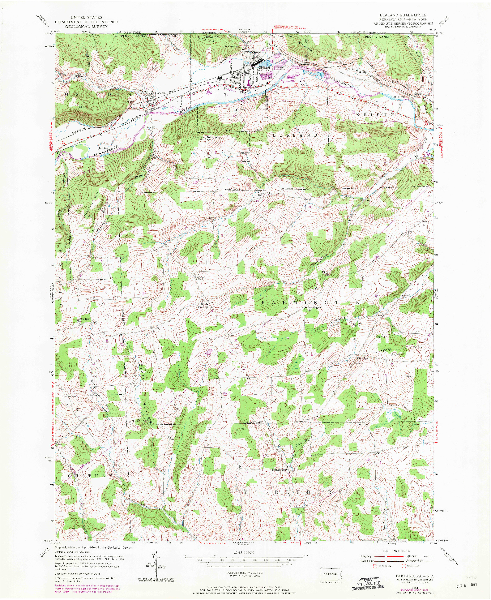 USGS 1:24000-SCALE QUADRANGLE FOR ELKLAND, PA 1954