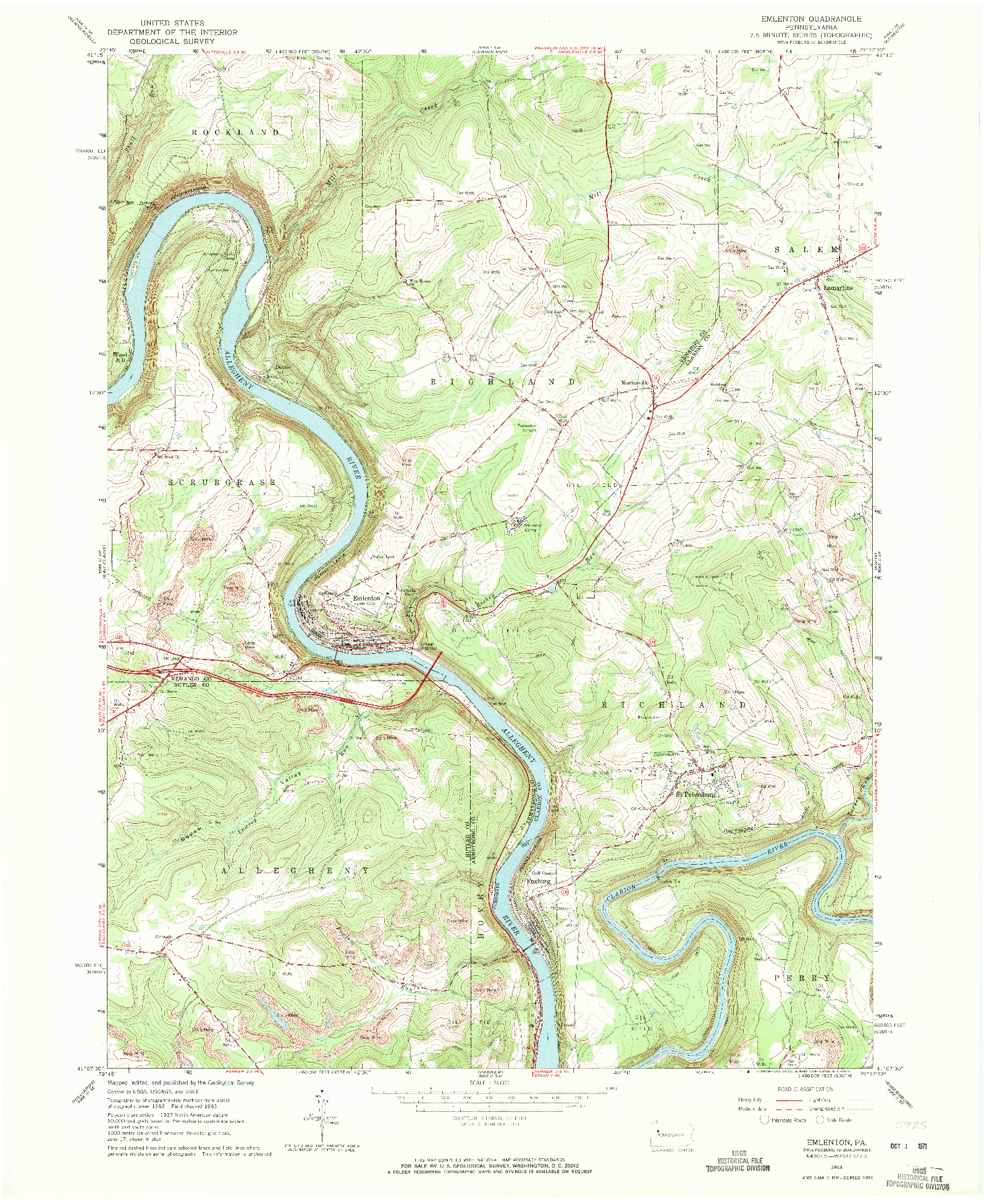 USGS 1:24000-SCALE QUADRANGLE FOR EMLENTON, PA 1963