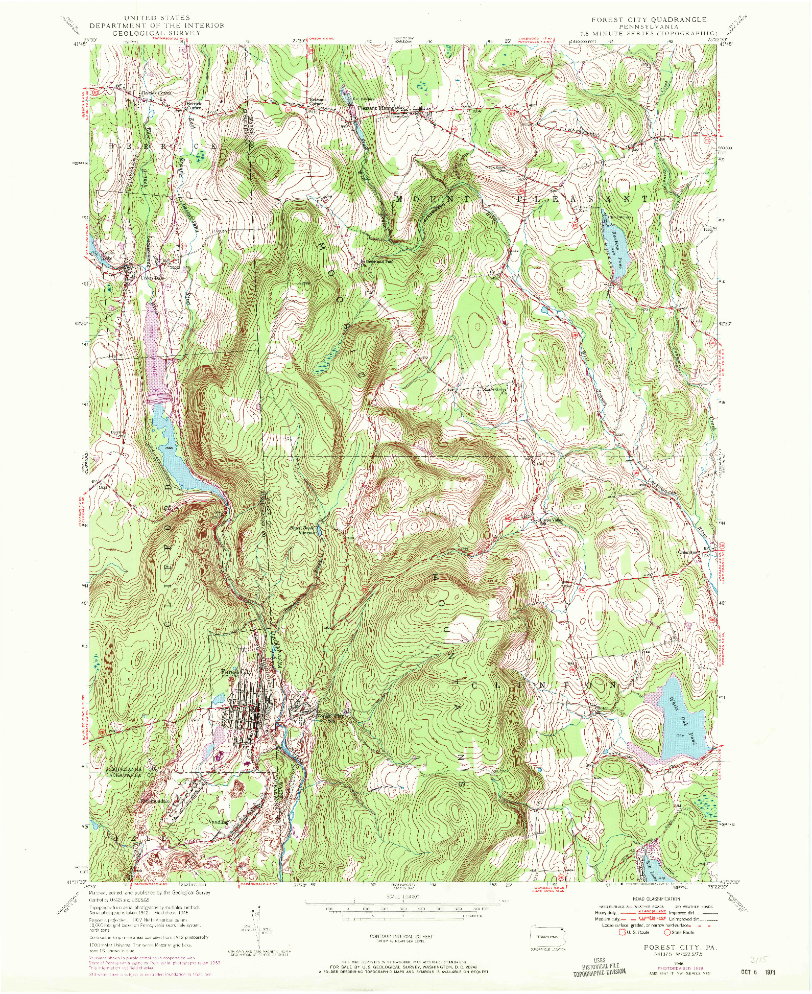 USGS 1:24000-SCALE QUADRANGLE FOR FOREST CITY, PA 1946