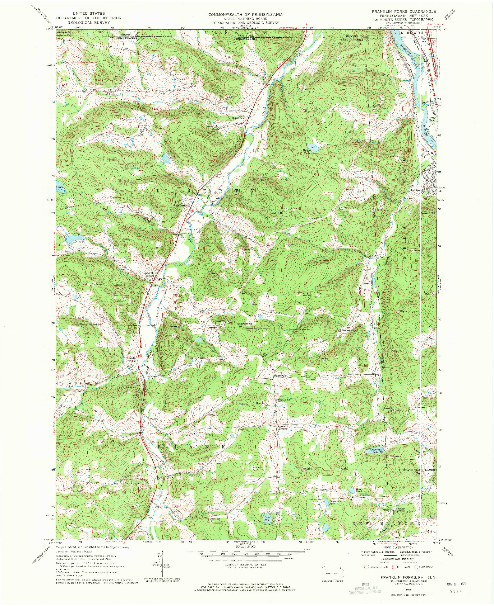 USGS 1:24000-SCALE QUADRANGLE FOR FRANKLIN FORKS, PA 1968