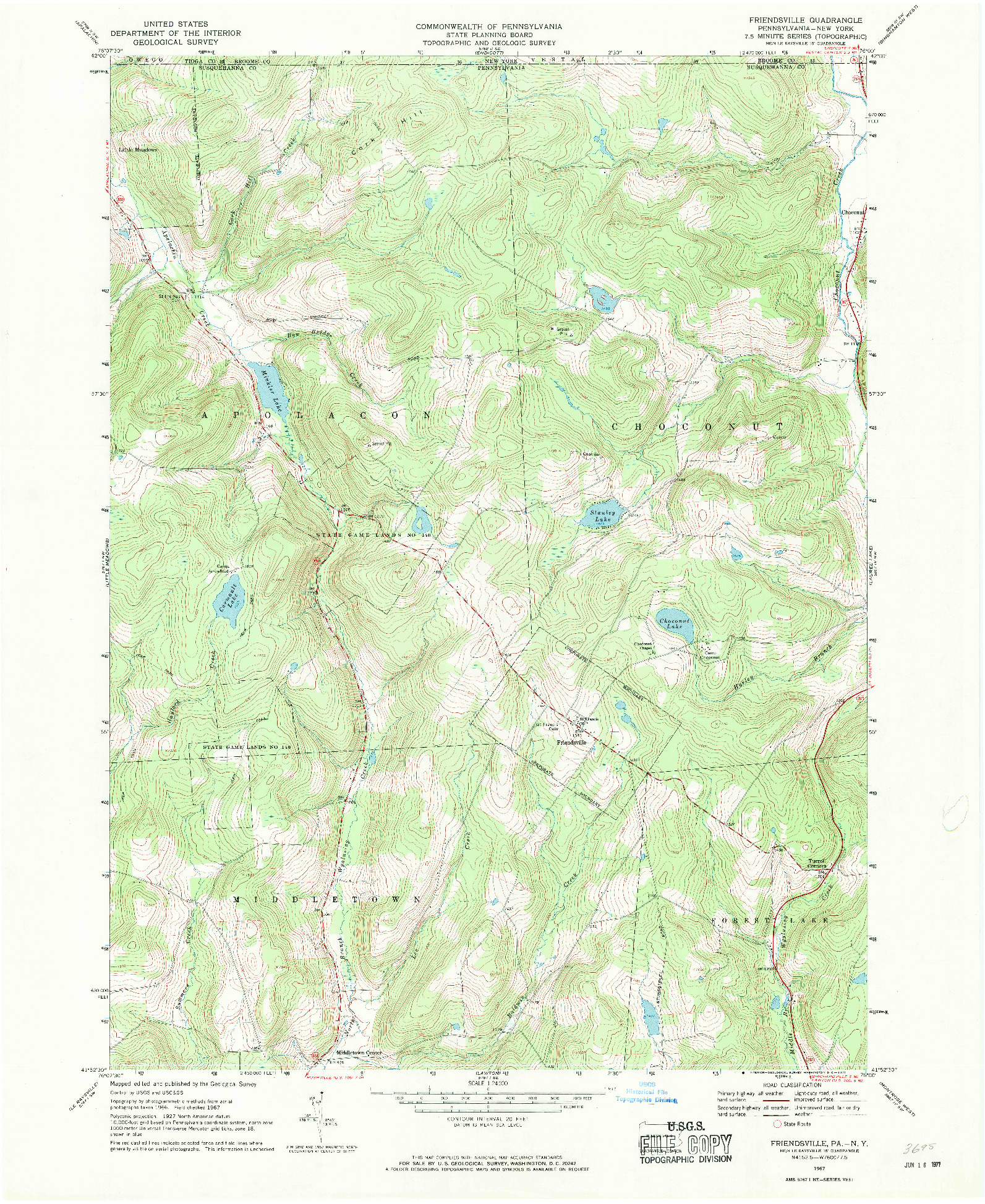USGS 1:24000-SCALE QUADRANGLE FOR FRIENDSVILLE, PA 1967