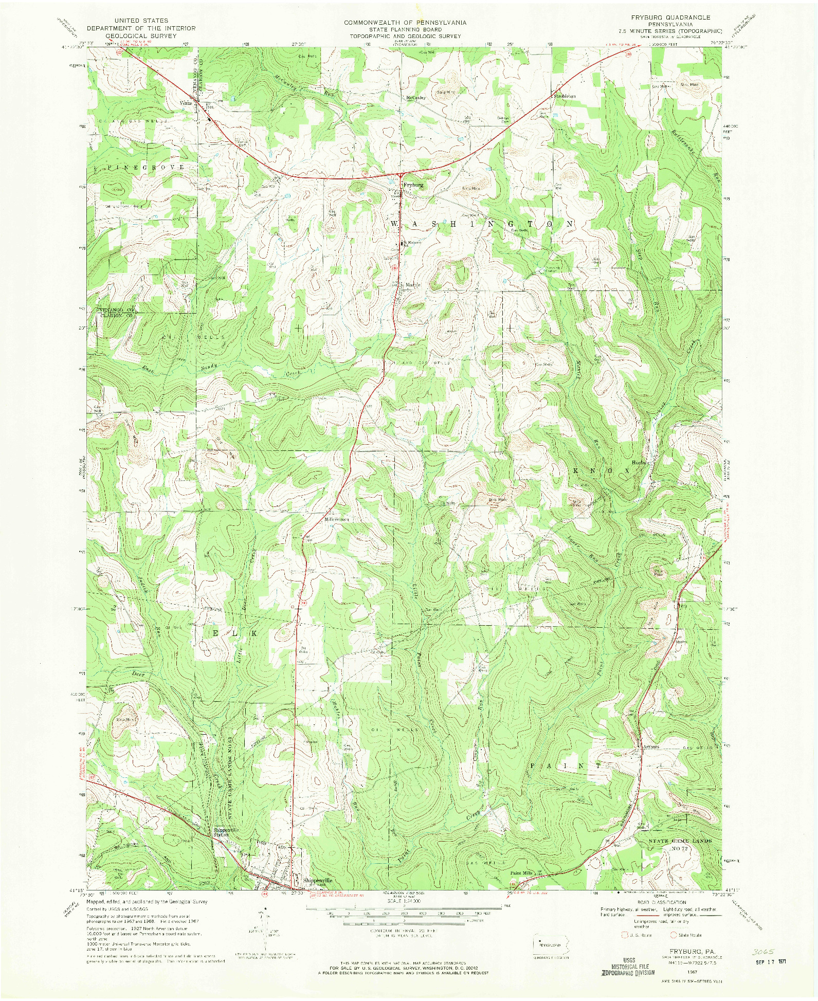 USGS 1:24000-SCALE QUADRANGLE FOR FRYBURG, PA 1967