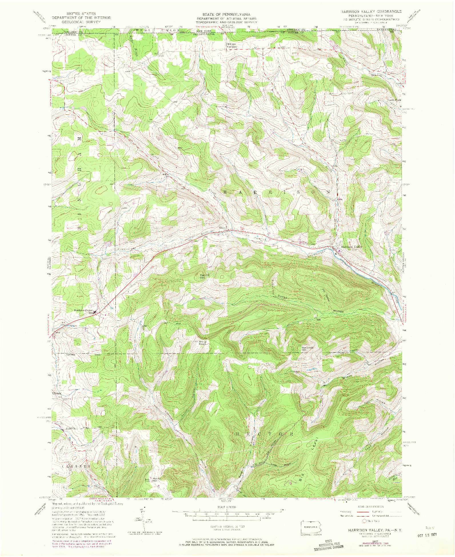 USGS 1:24000-SCALE QUADRANGLE FOR HARRISON VALLEY, PA 1957