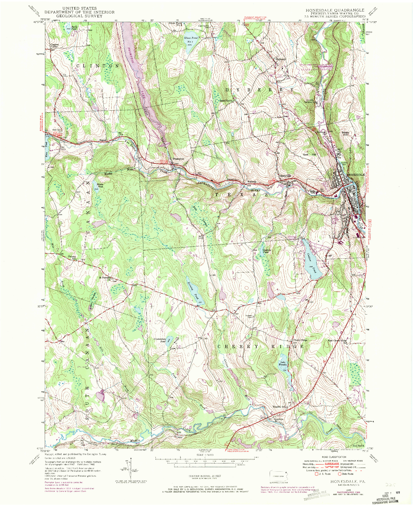 USGS 1:24000-SCALE QUADRANGLE FOR HONESDALE, PA 1946