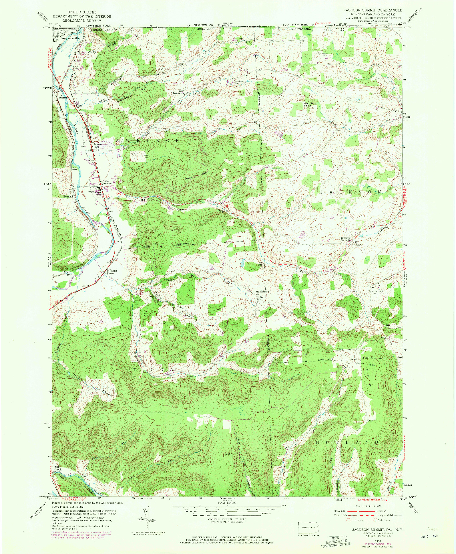 USGS 1:24000-SCALE QUADRANGLE FOR JACKSON SUMMIT, PA 1954