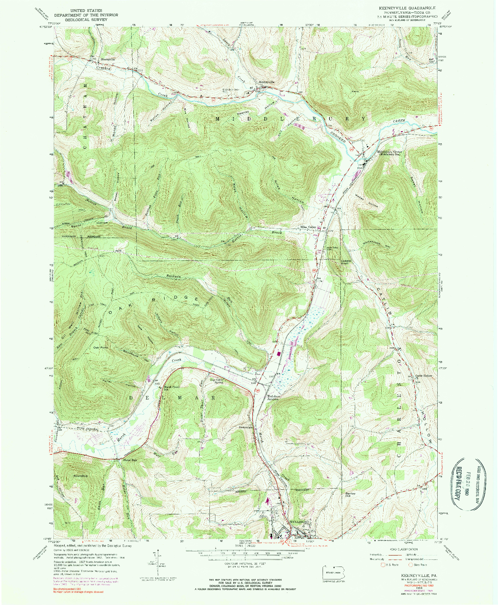 USGS 1:24000-SCALE QUADRANGLE FOR KENNEYVILLE, PA 1954
