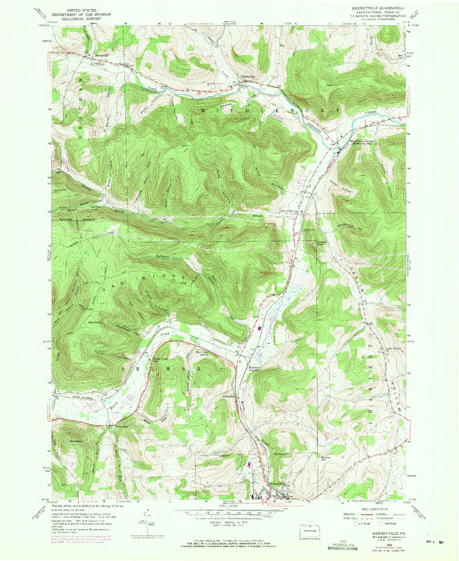 USGS 1:24000-SCALE QUADRANGLE FOR KENNEYVILLE, PA 1954