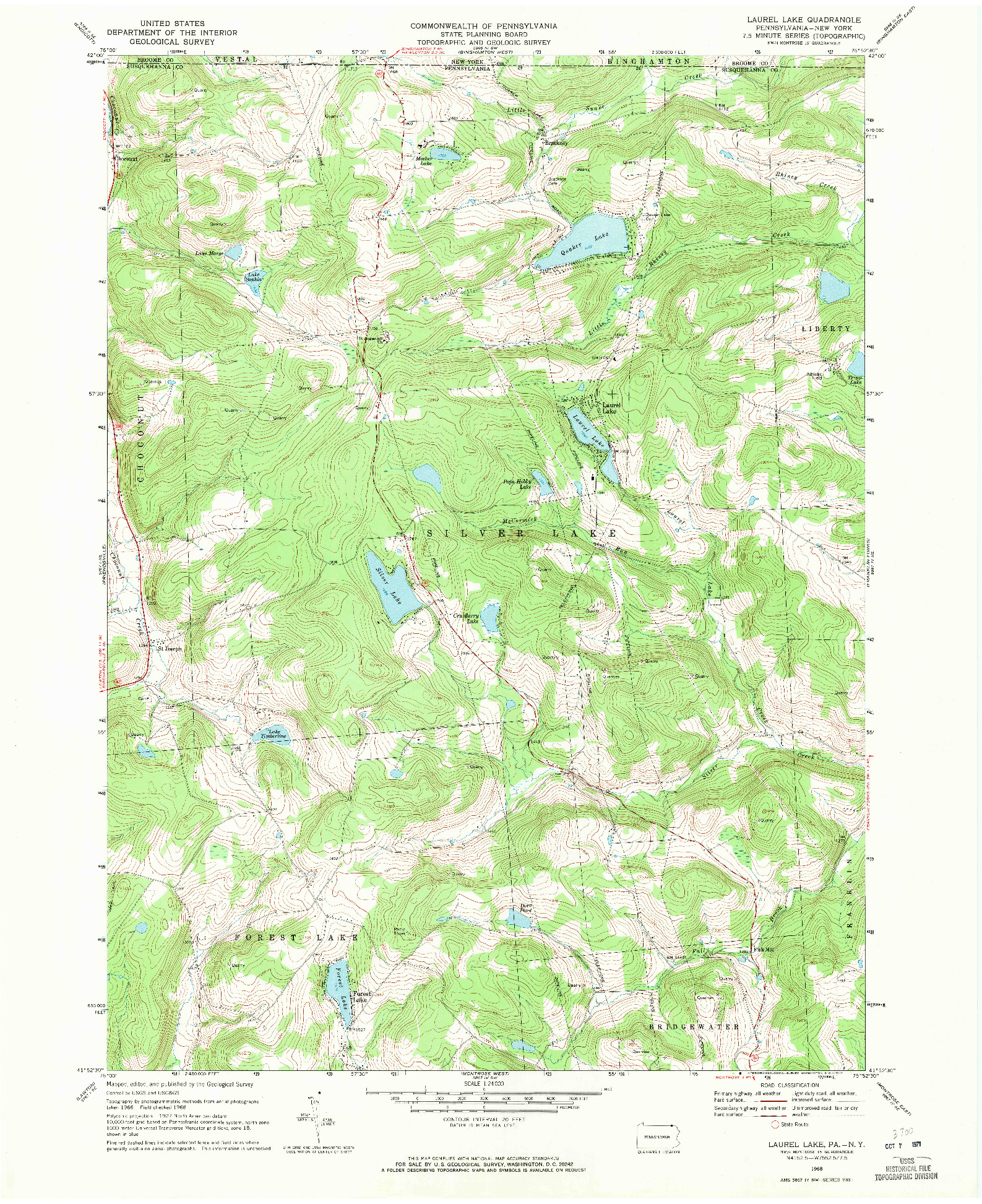 USGS 1:24000-SCALE QUADRANGLE FOR LAUREL LAKE, PA 1968