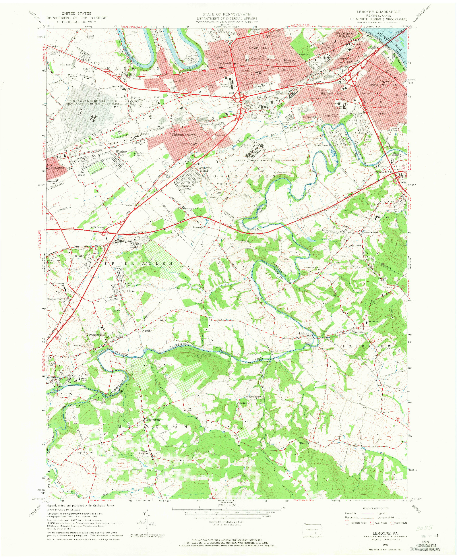 USGS 1:24000-SCALE QUADRANGLE FOR LEMOYNE, PA 1963