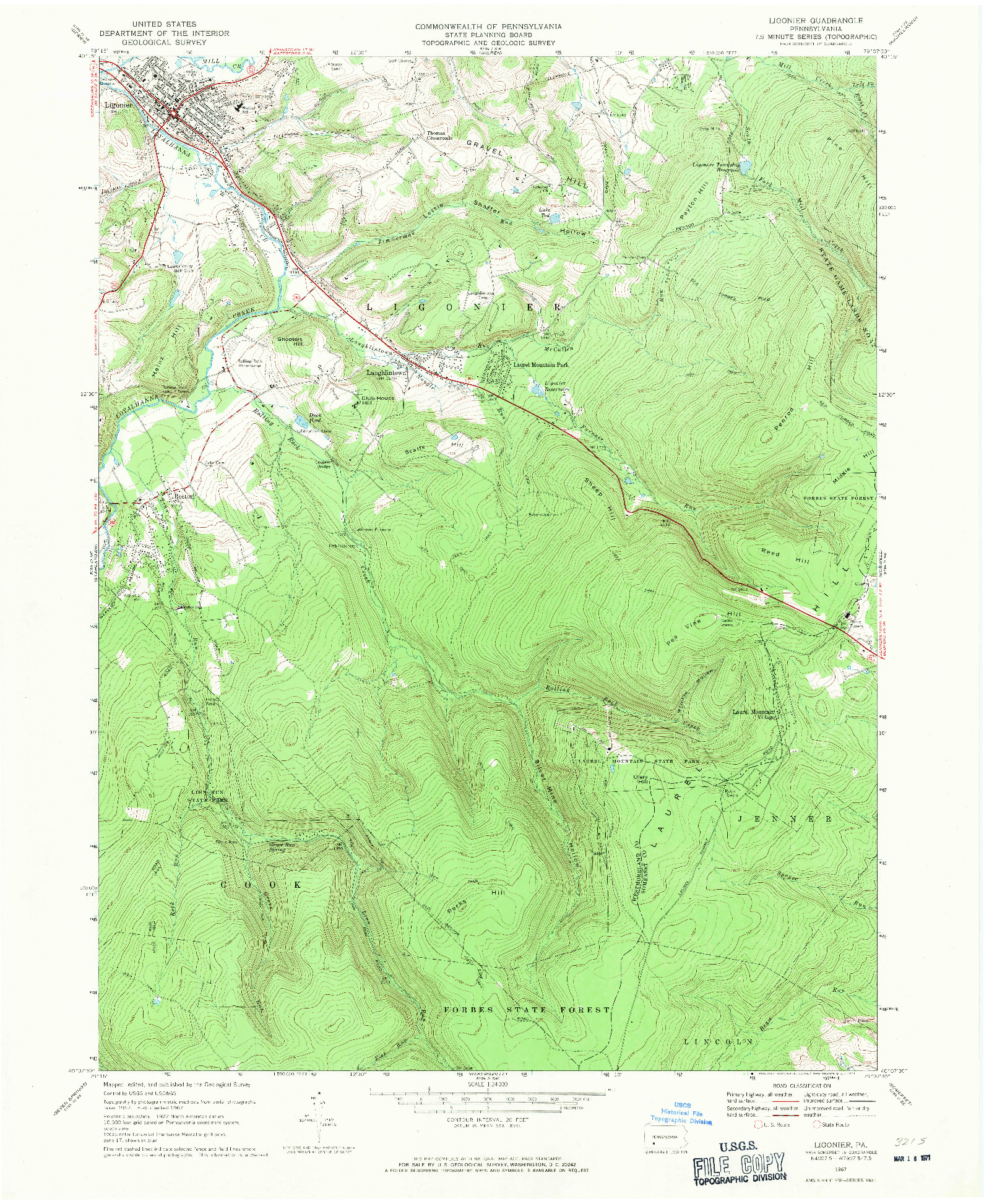 USGS 1:24000-SCALE QUADRANGLE FOR LIGONIER, PA 1967