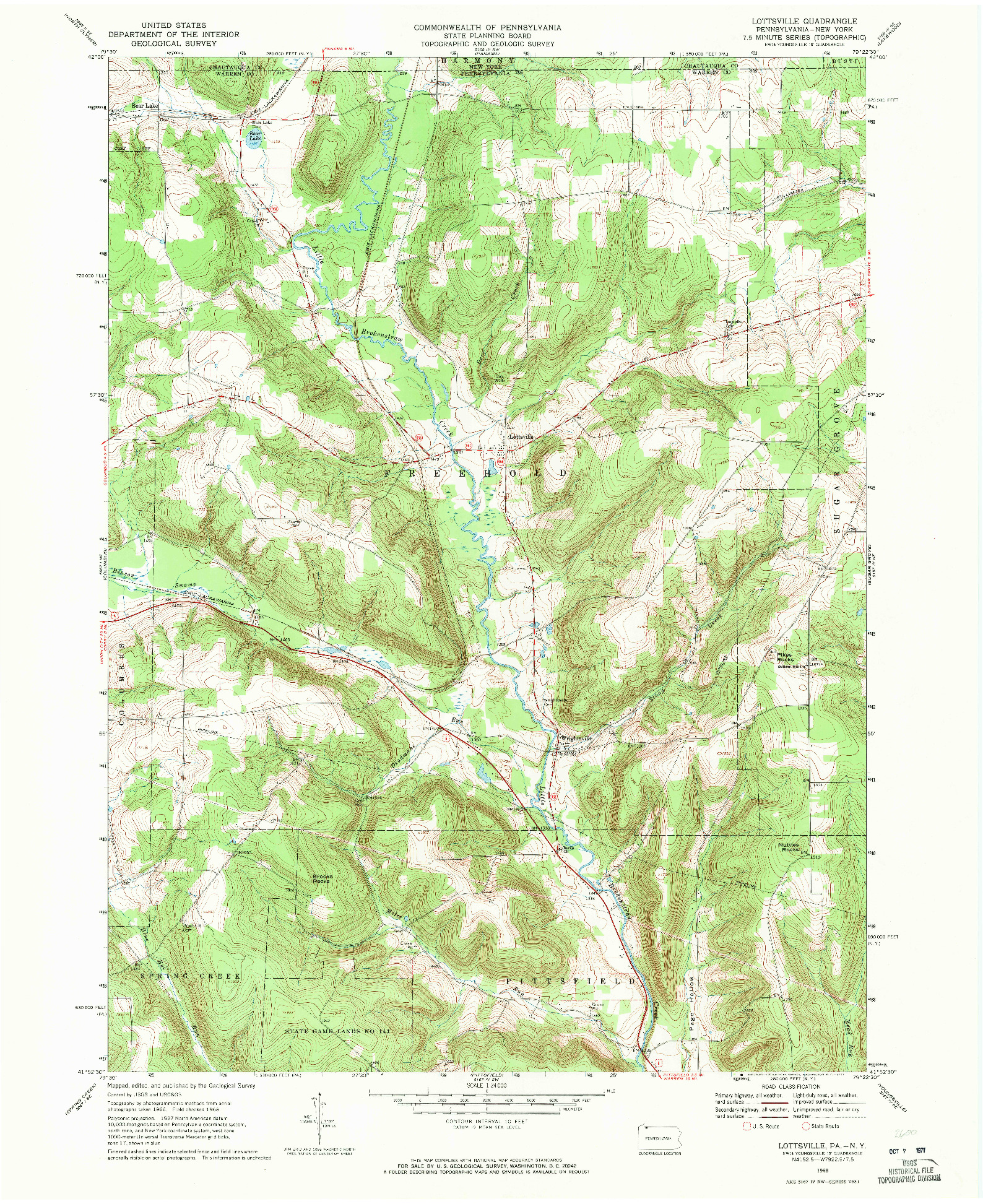 USGS 1:24000-SCALE QUADRANGLE FOR LOTTSVILLE, PA 1968