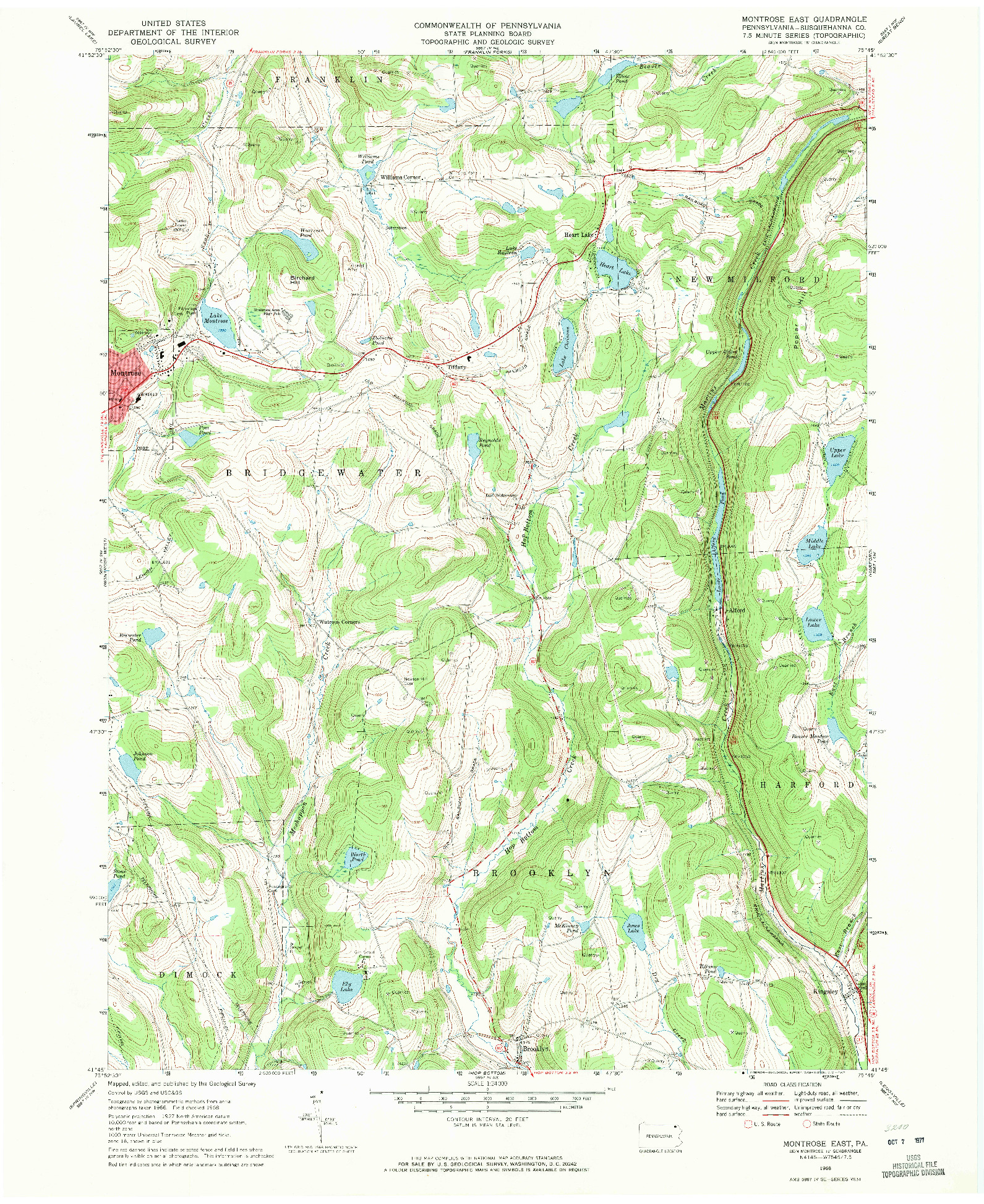 USGS 1:24000-SCALE QUADRANGLE FOR MONTROSE EAST, PA 1968