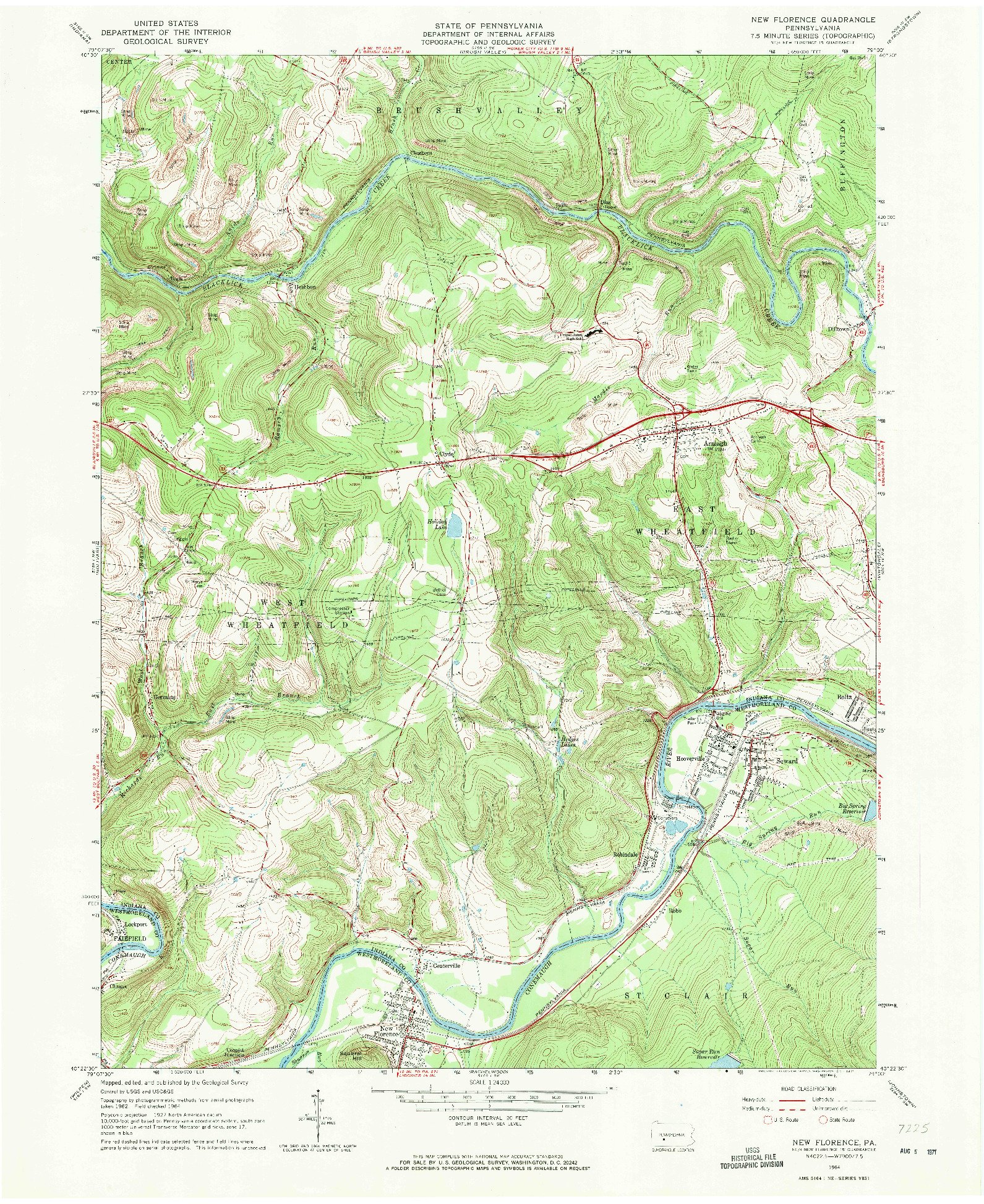 USGS 1:24000-SCALE QUADRANGLE FOR NEW FLORENCE, PA 1964