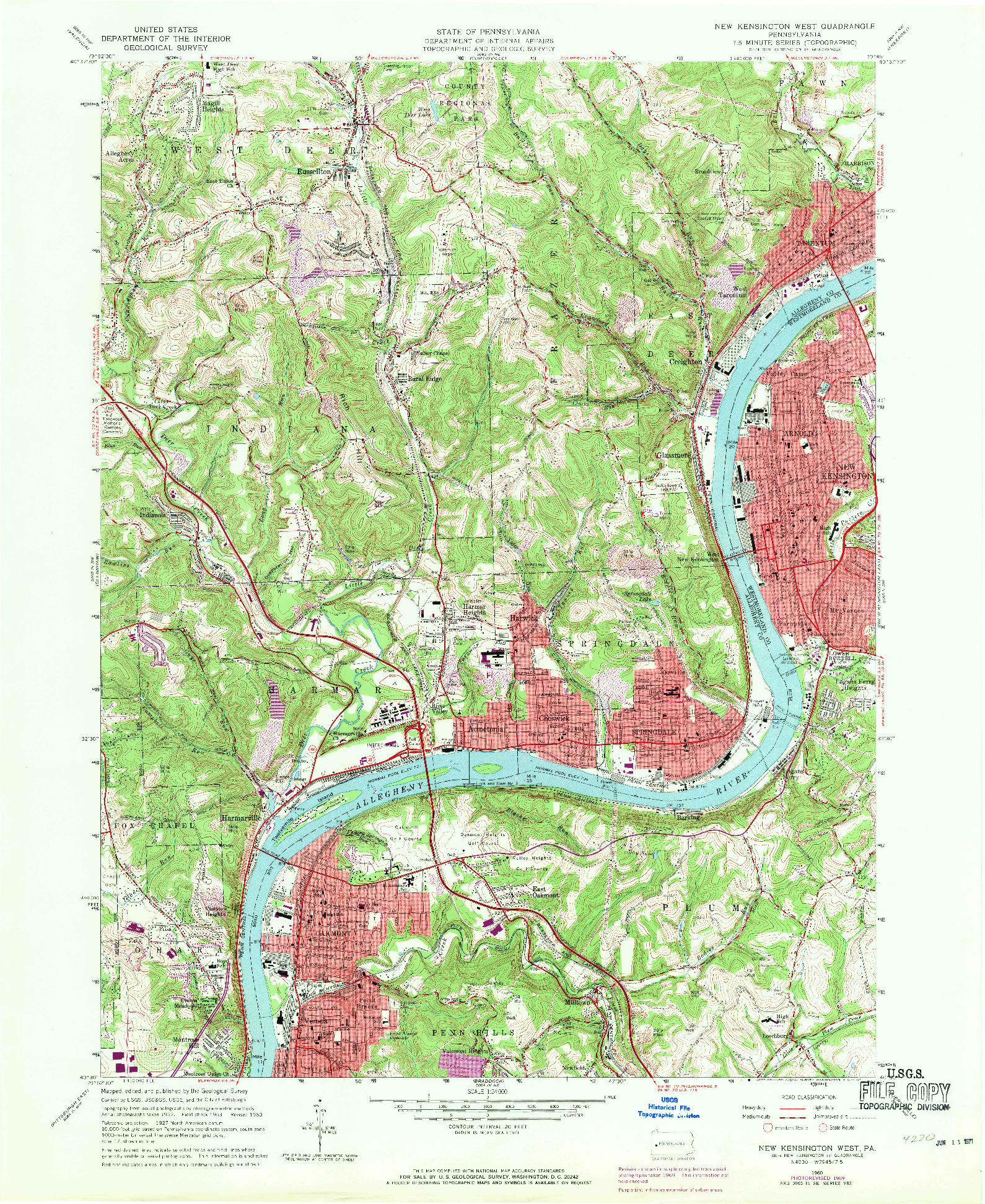 USGS 1:24000-SCALE QUADRANGLE FOR NEW KENSINGTON WEST, PA 1960