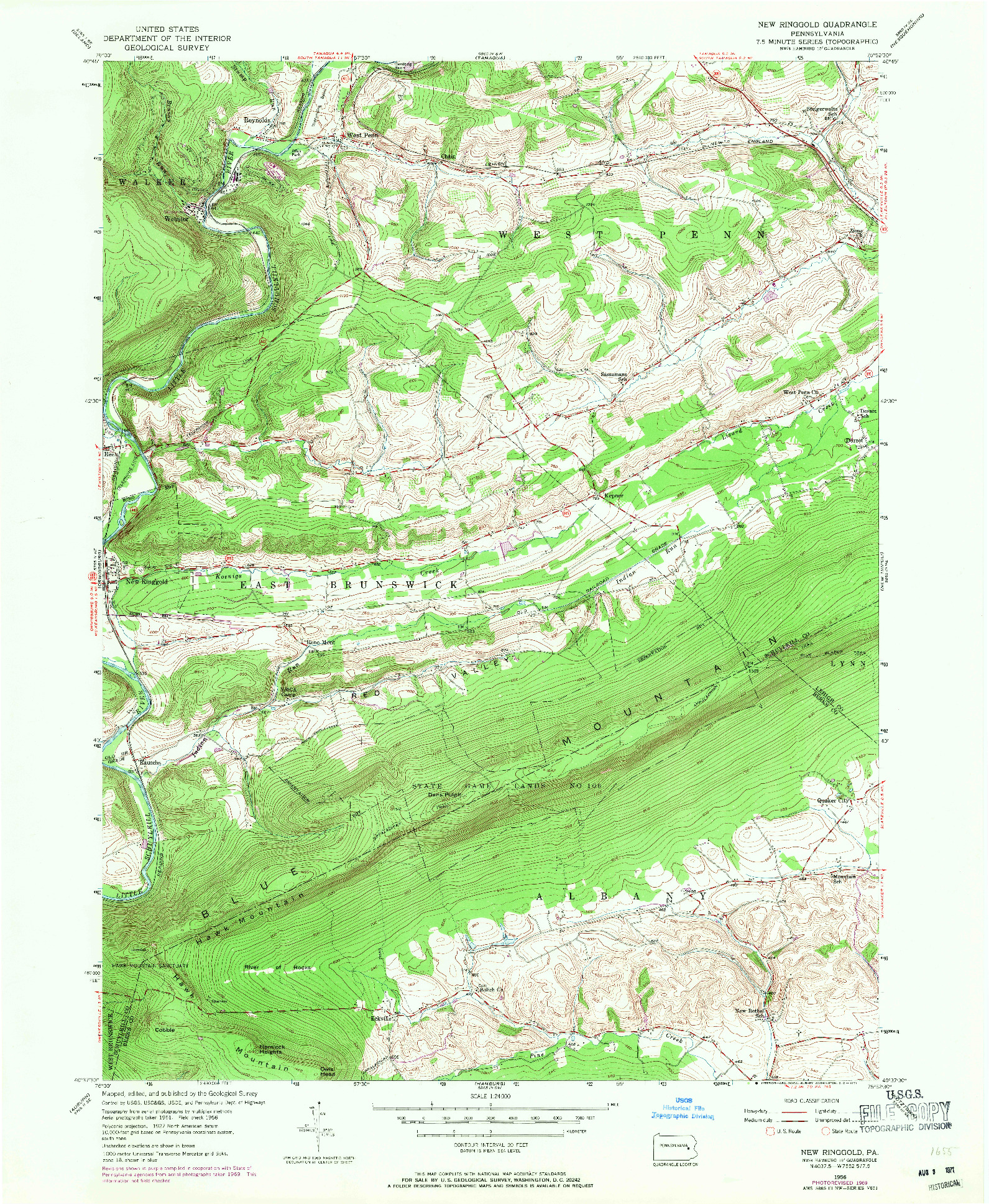 USGS 1:24000-SCALE QUADRANGLE FOR NEW RINGGOLD, PA 1956