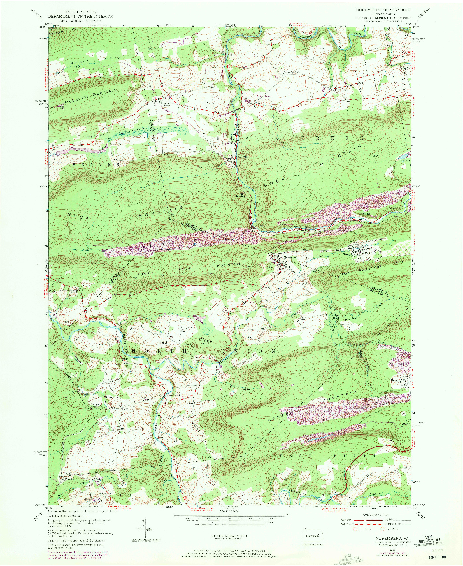 USGS 1:24000-SCALE QUADRANGLE FOR NUREMBERG, PA 1955