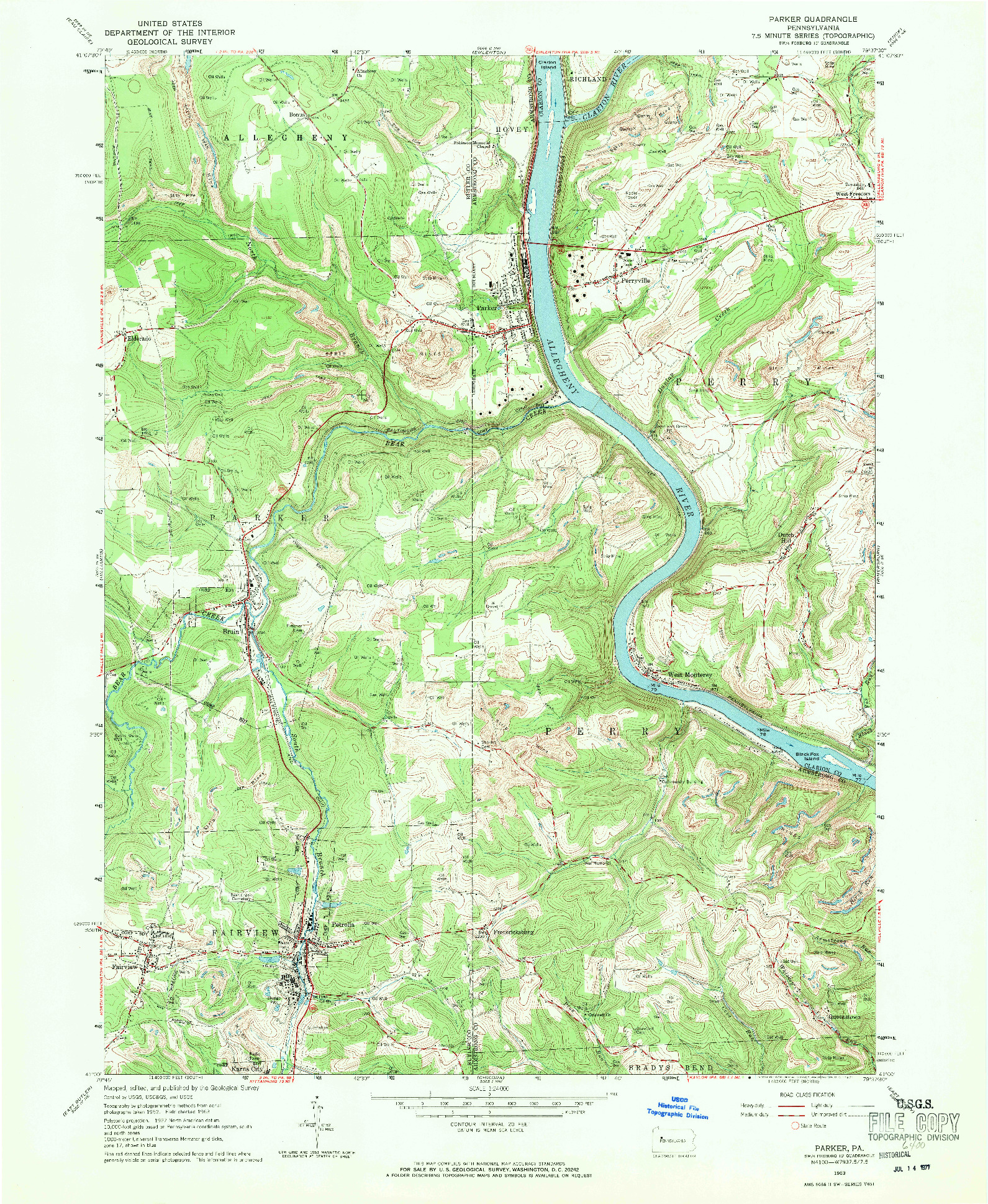 USGS 1:24000-SCALE QUADRANGLE FOR PARKER, PA 1963