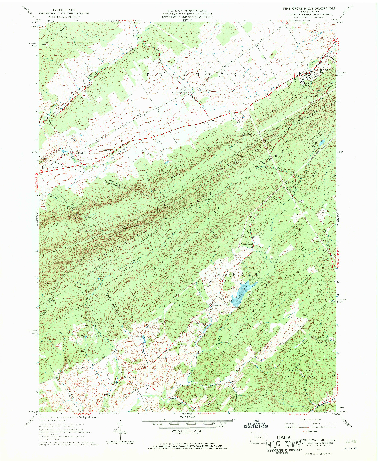 USGS 1:24000-SCALE QUADRANGLE FOR PINE GROVE MILLS, PA 1963