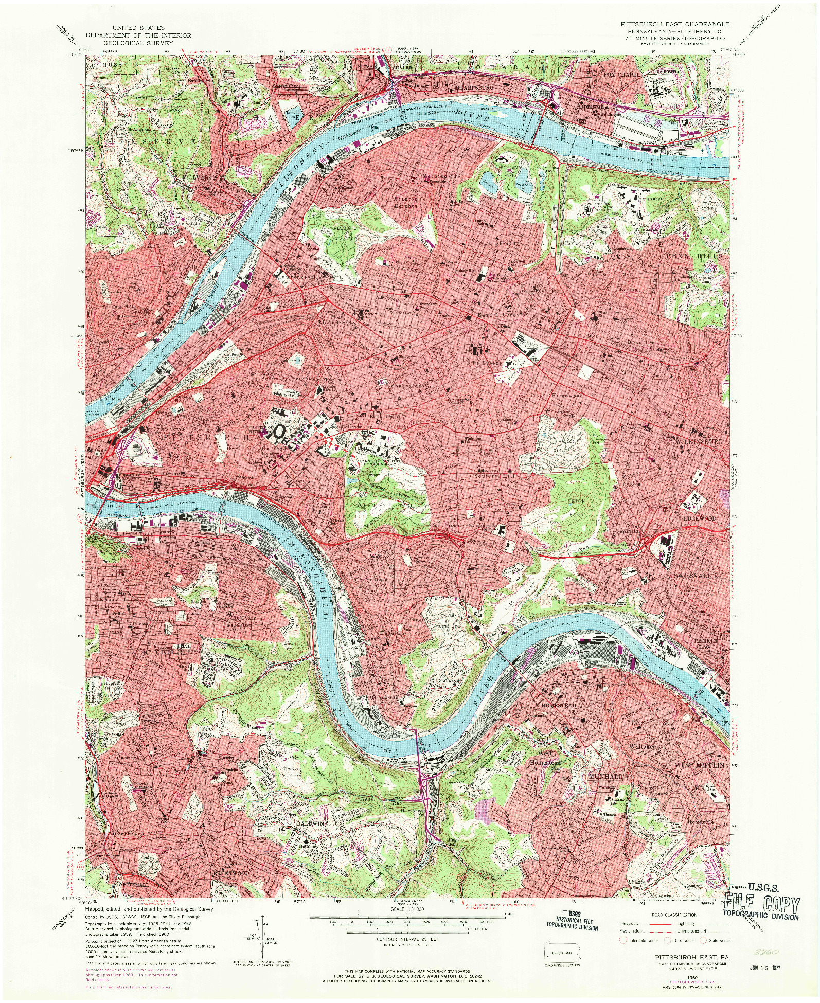 USGS 1:24000-SCALE QUADRANGLE FOR PITTSBURGH EAST, PA 1960