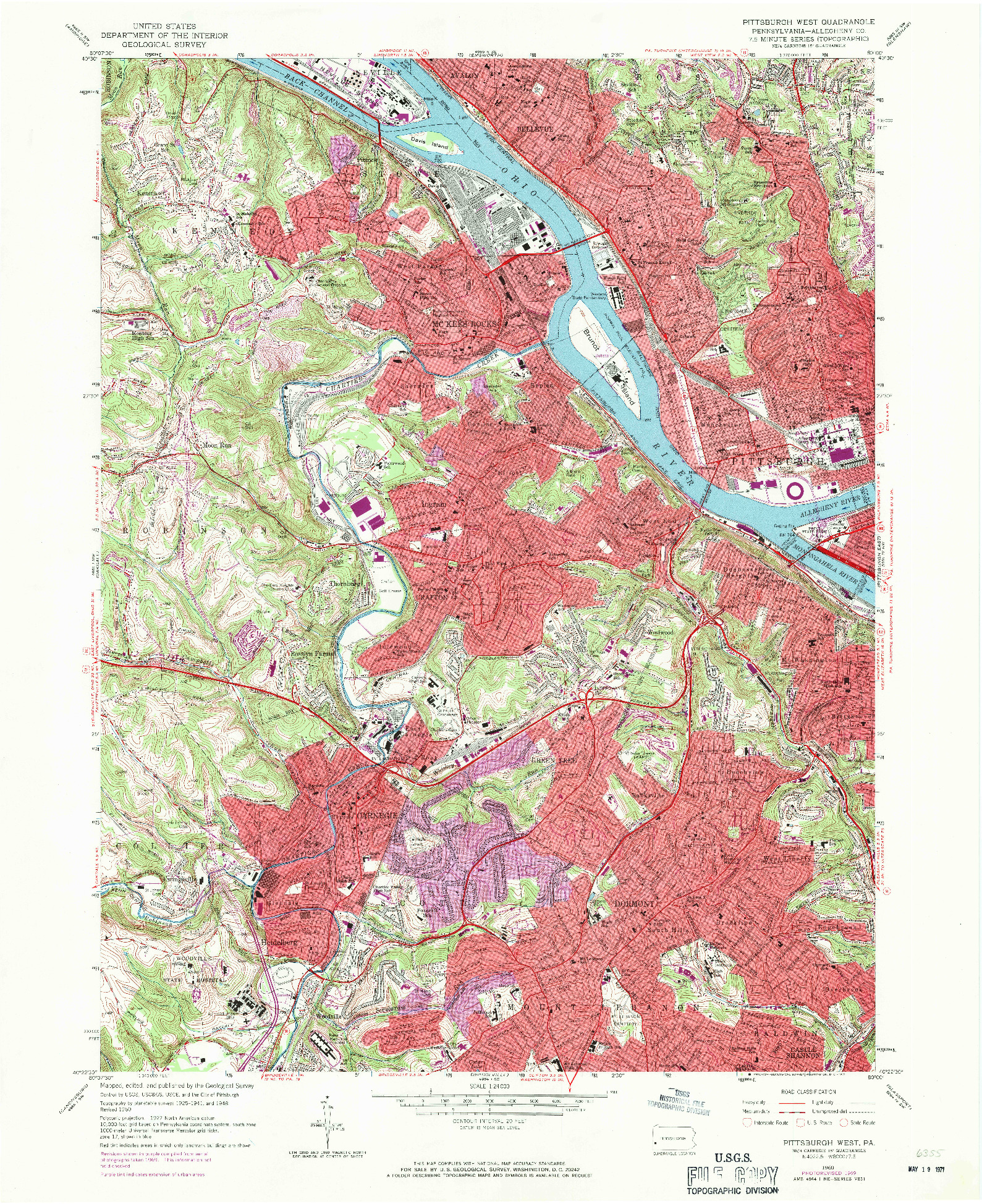 USGS 1:24000-SCALE QUADRANGLE FOR PITTSBURGH WEST, PA 1960