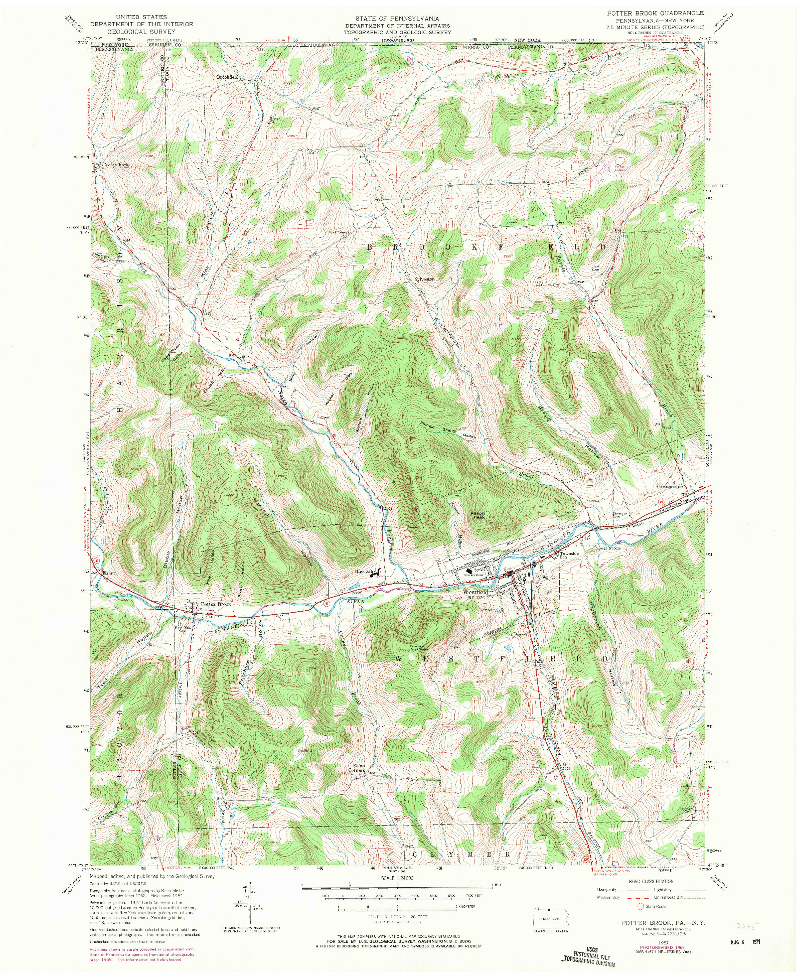 USGS 1:24000-SCALE QUADRANGLE FOR POTTER BROOK, PA 1957