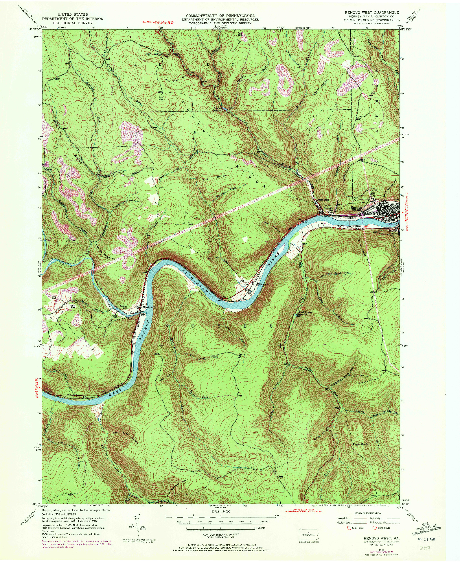 USGS 1:24000-SCALE QUADRANGLE FOR RENOVO WEST, PA 1946