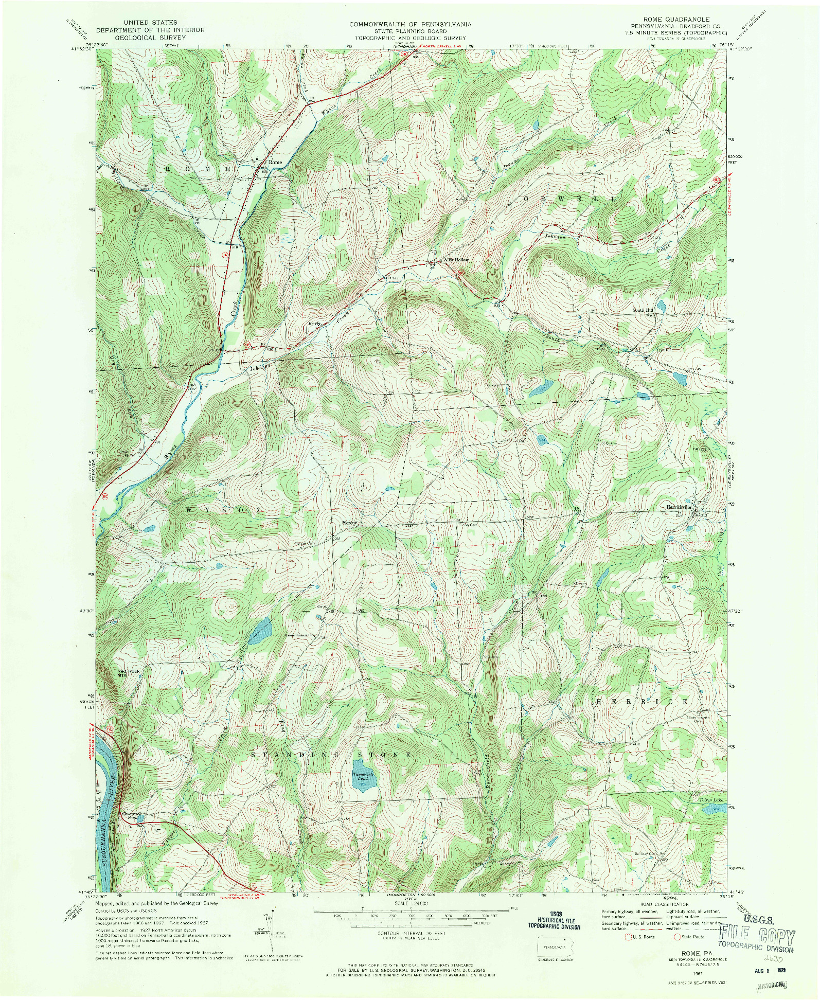 USGS 1:24000-SCALE QUADRANGLE FOR ROME, PA 1967