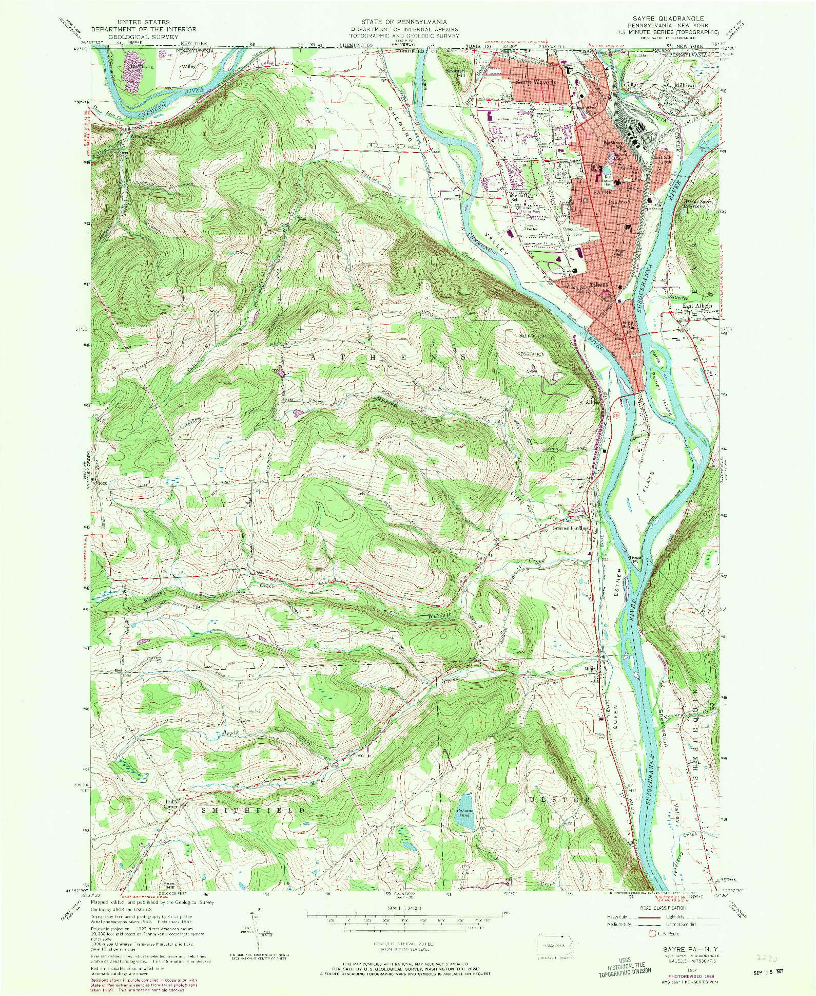 USGS 1:24000-SCALE QUADRANGLE FOR SAYRE, PA 1957