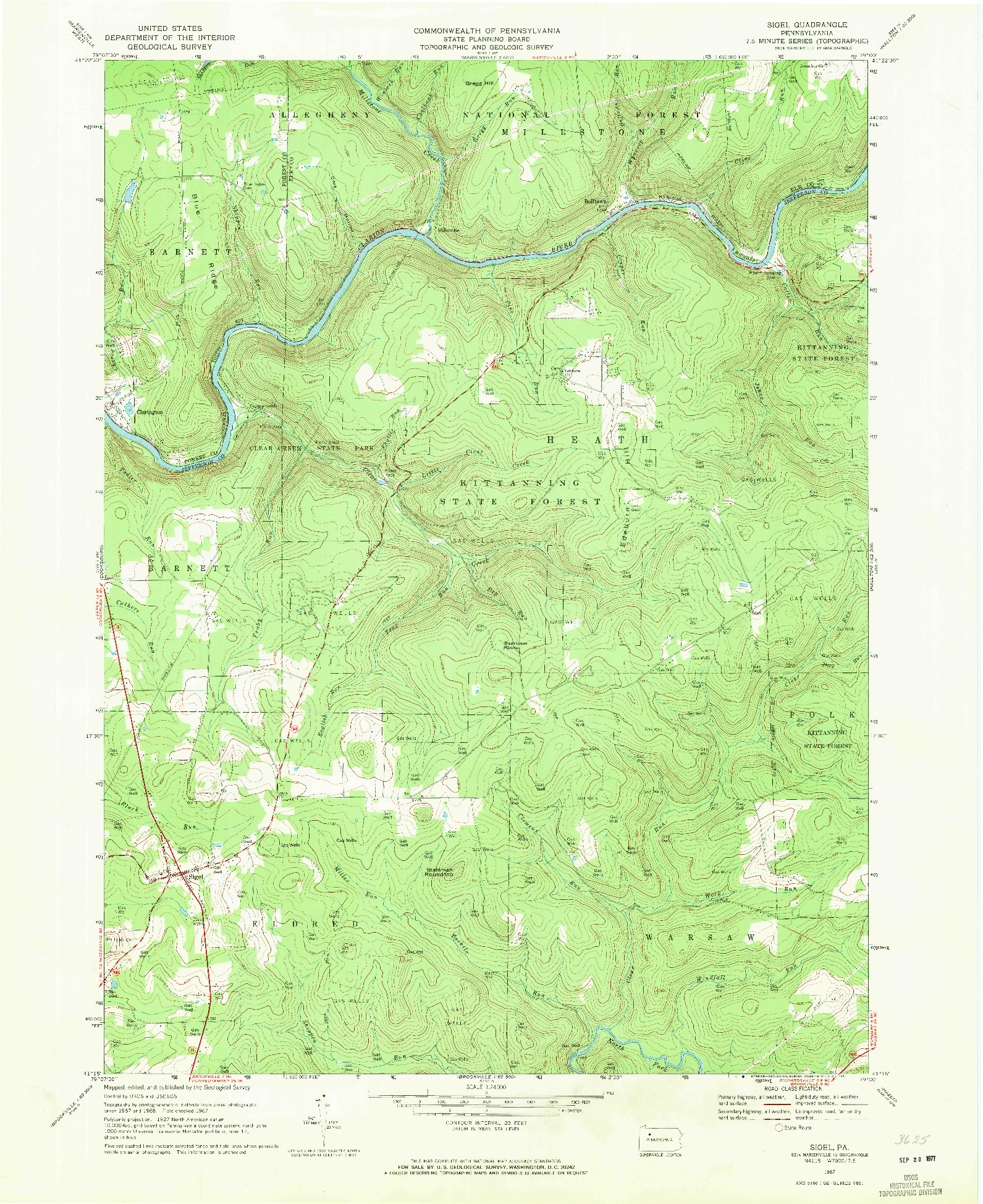 USGS 1:24000-SCALE QUADRANGLE FOR SIGEL, PA 1967