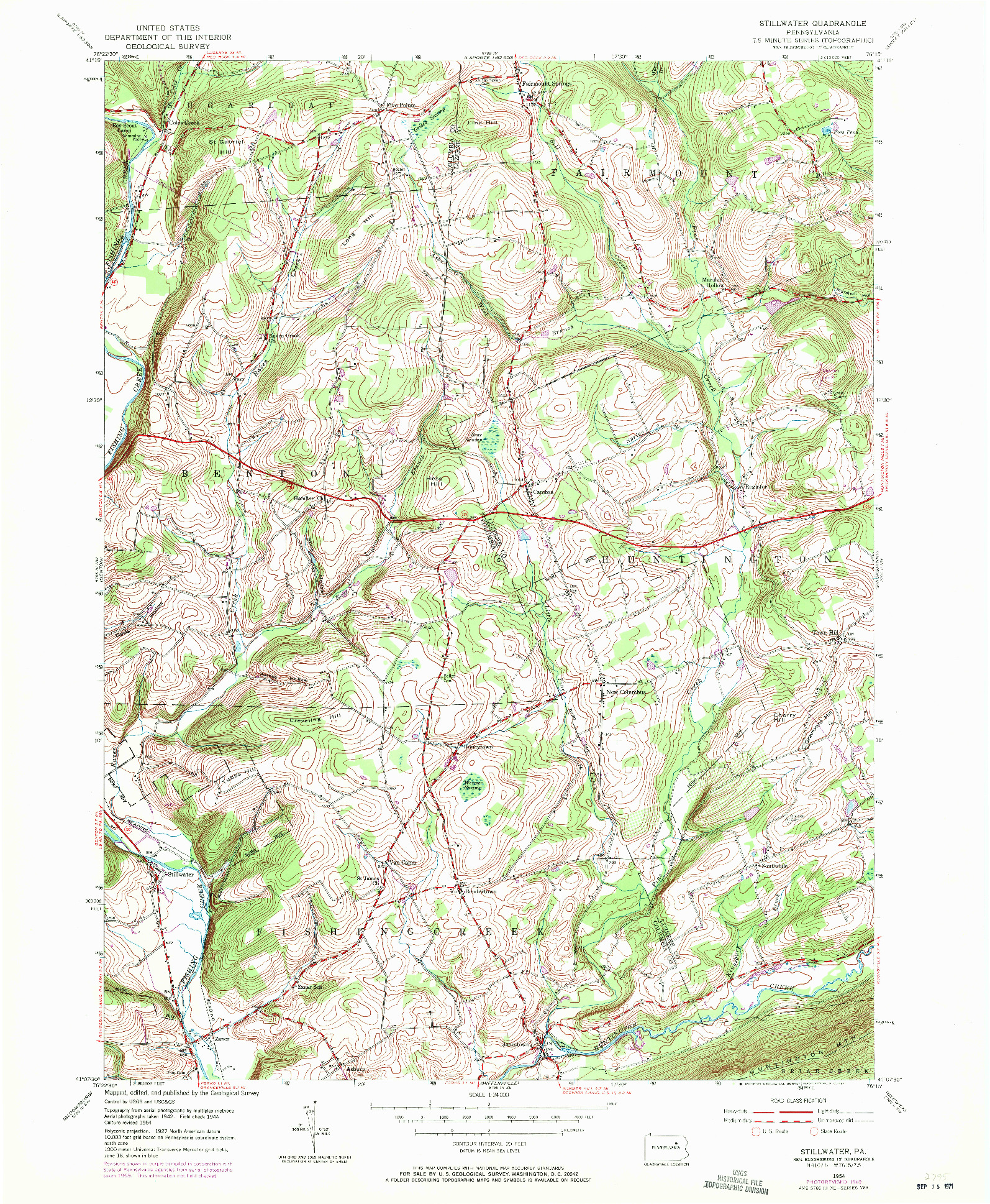 USGS 1:24000-SCALE QUADRANGLE FOR STILLWATER, PA 1954