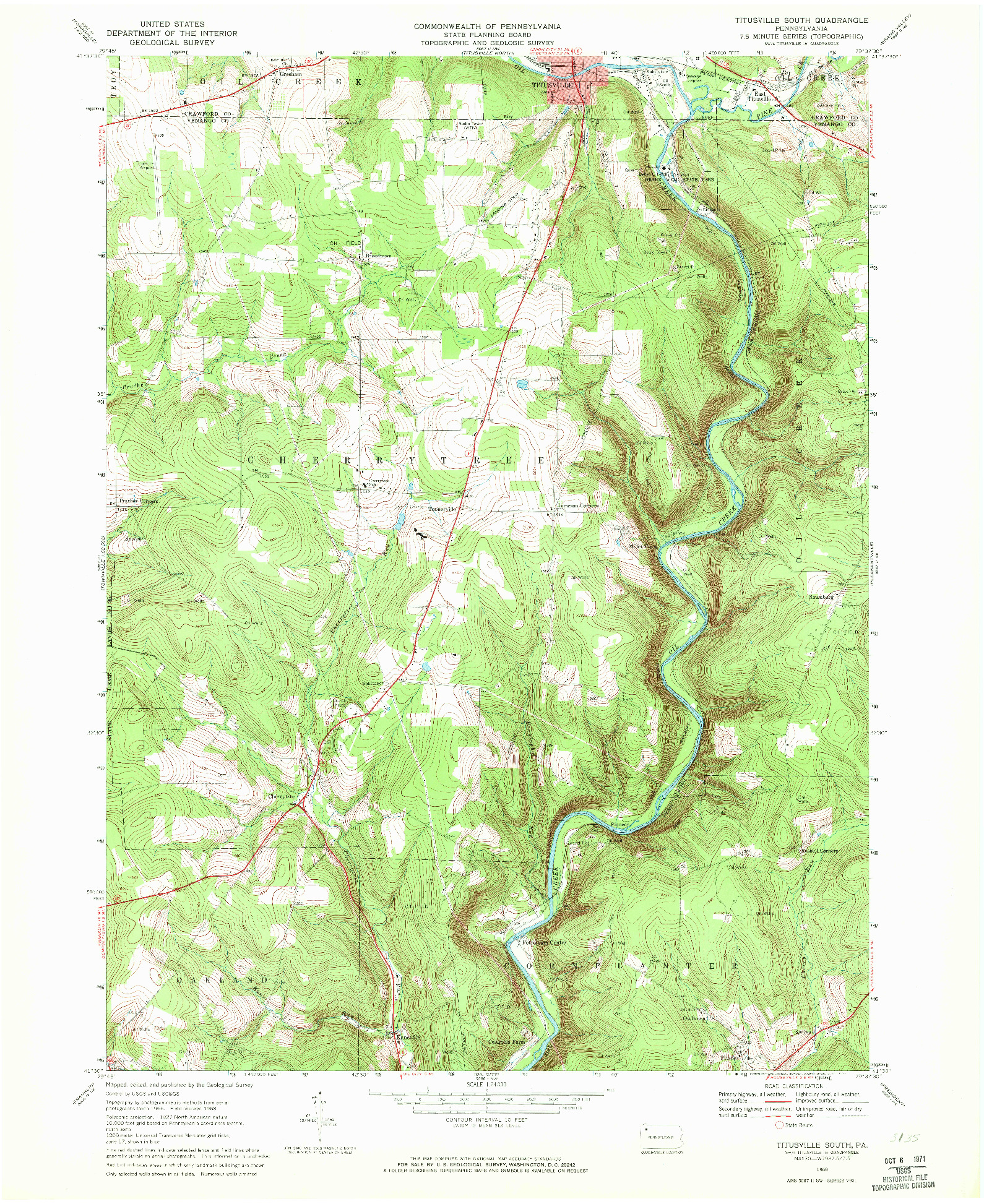 USGS 1:24000-SCALE QUADRANGLE FOR TITUSVILLE SOUTH, PA 1968