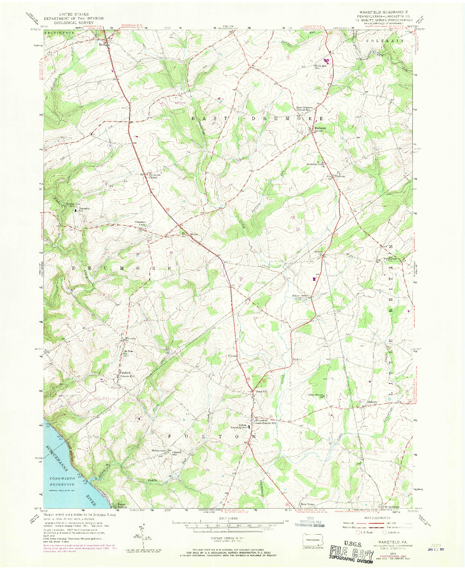 USGS 1:24000-SCALE QUADRANGLE FOR WAKEFIELD, PA 1955