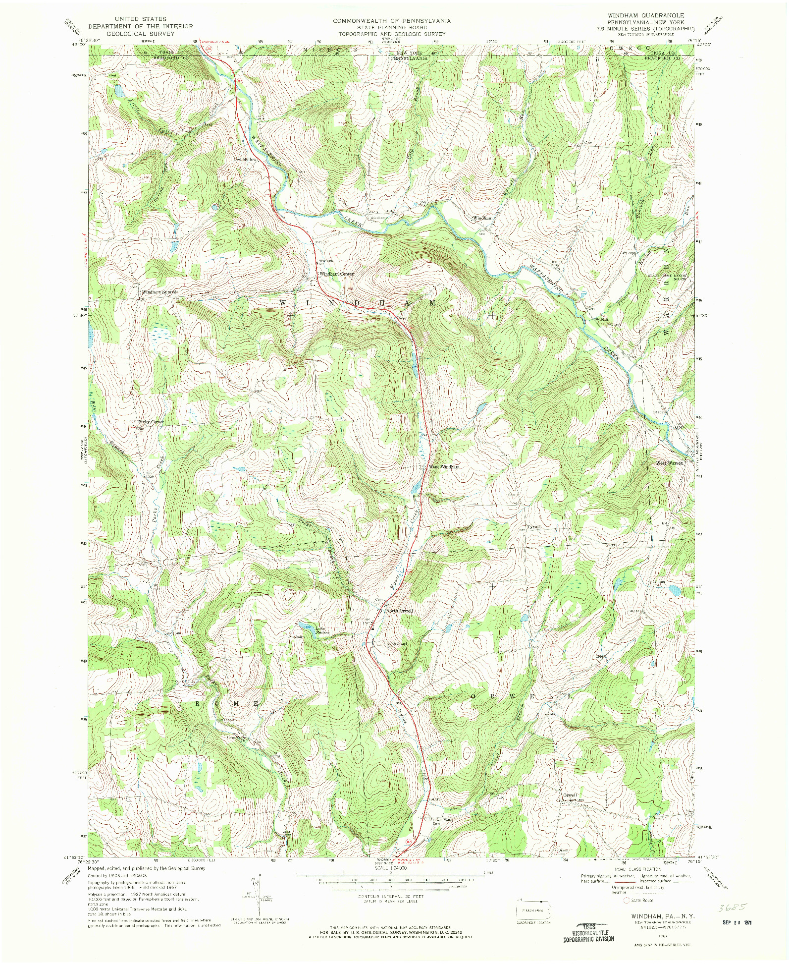 USGS 1:24000-SCALE QUADRANGLE FOR WINDHAM, PA 1967